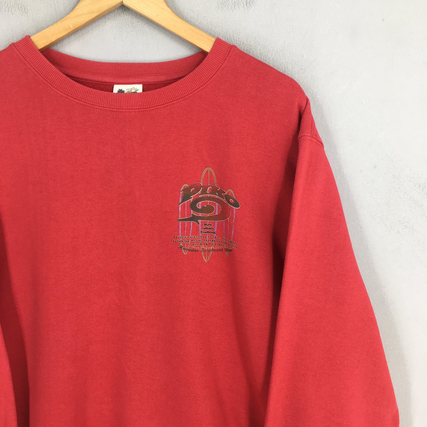 Piko Longboard Surfing Red Sweatshirt XLarge