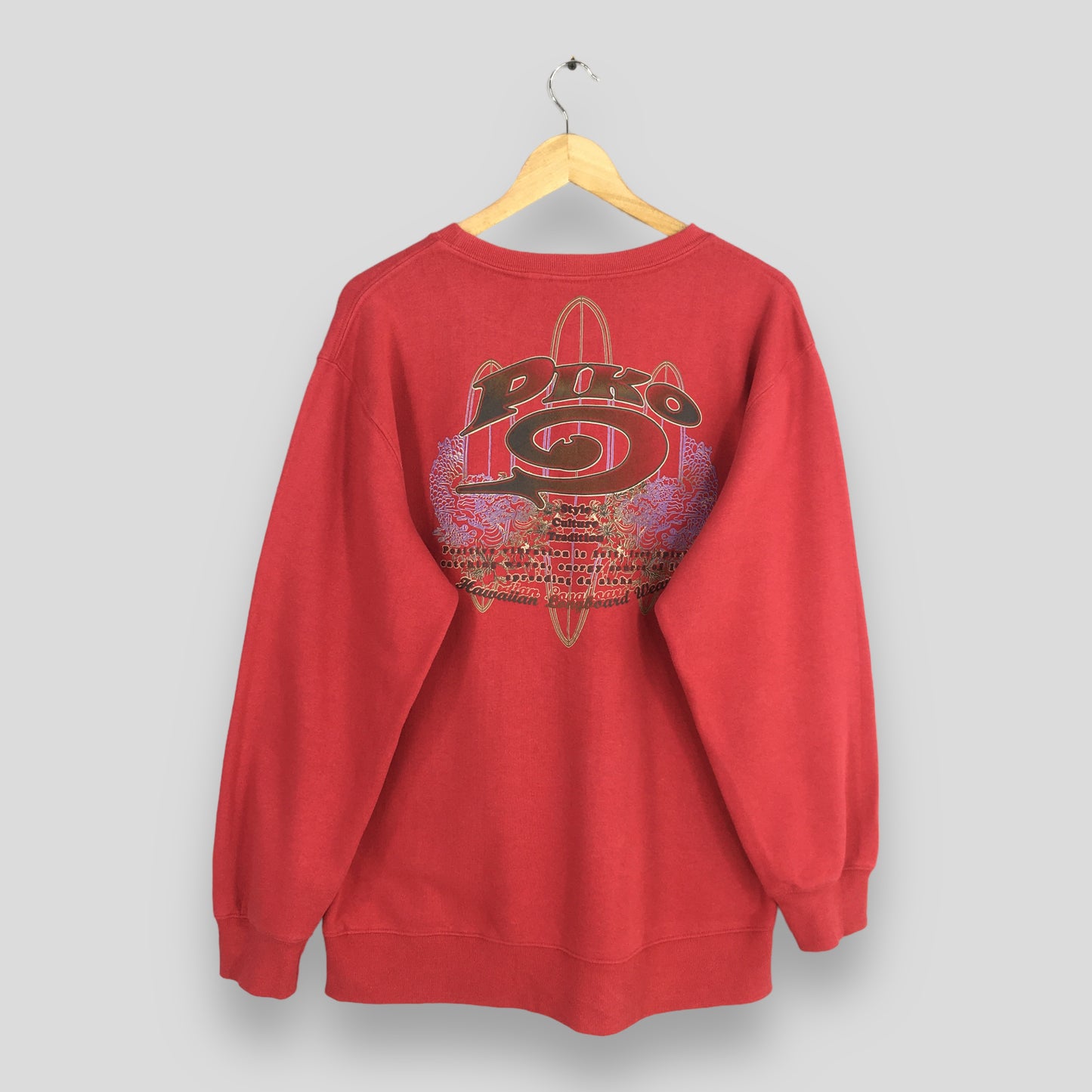 Piko Longboard Surfing Red Sweatshirt XLarge