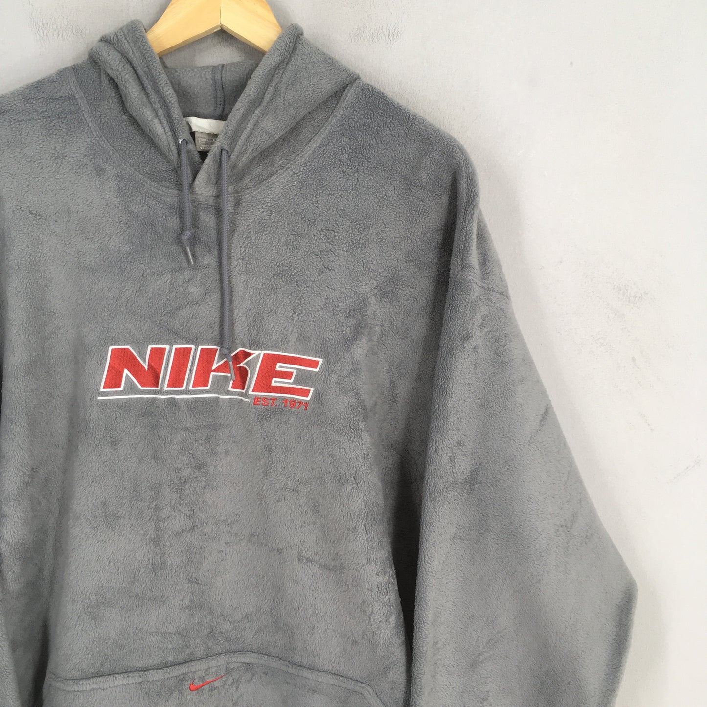 Nike Block Embroidery Fleece Hoodie Sweatshirt 2XLarge