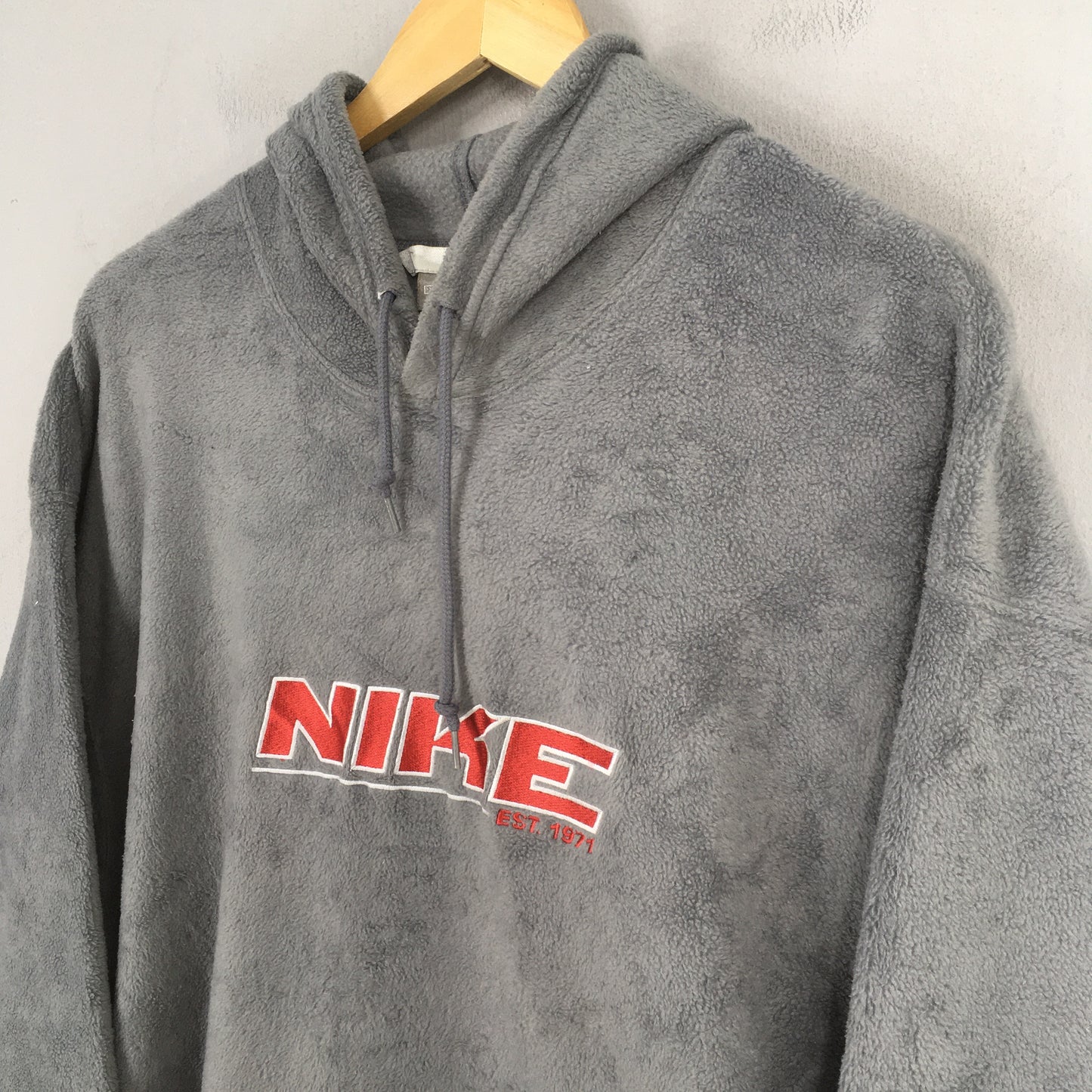 Nike Block Embroidery Fleece Hoodie Sweatshirt 2XLarge