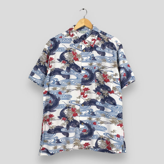 Hawaiian Japanese Gold Fish Rayon Shirt XLarge