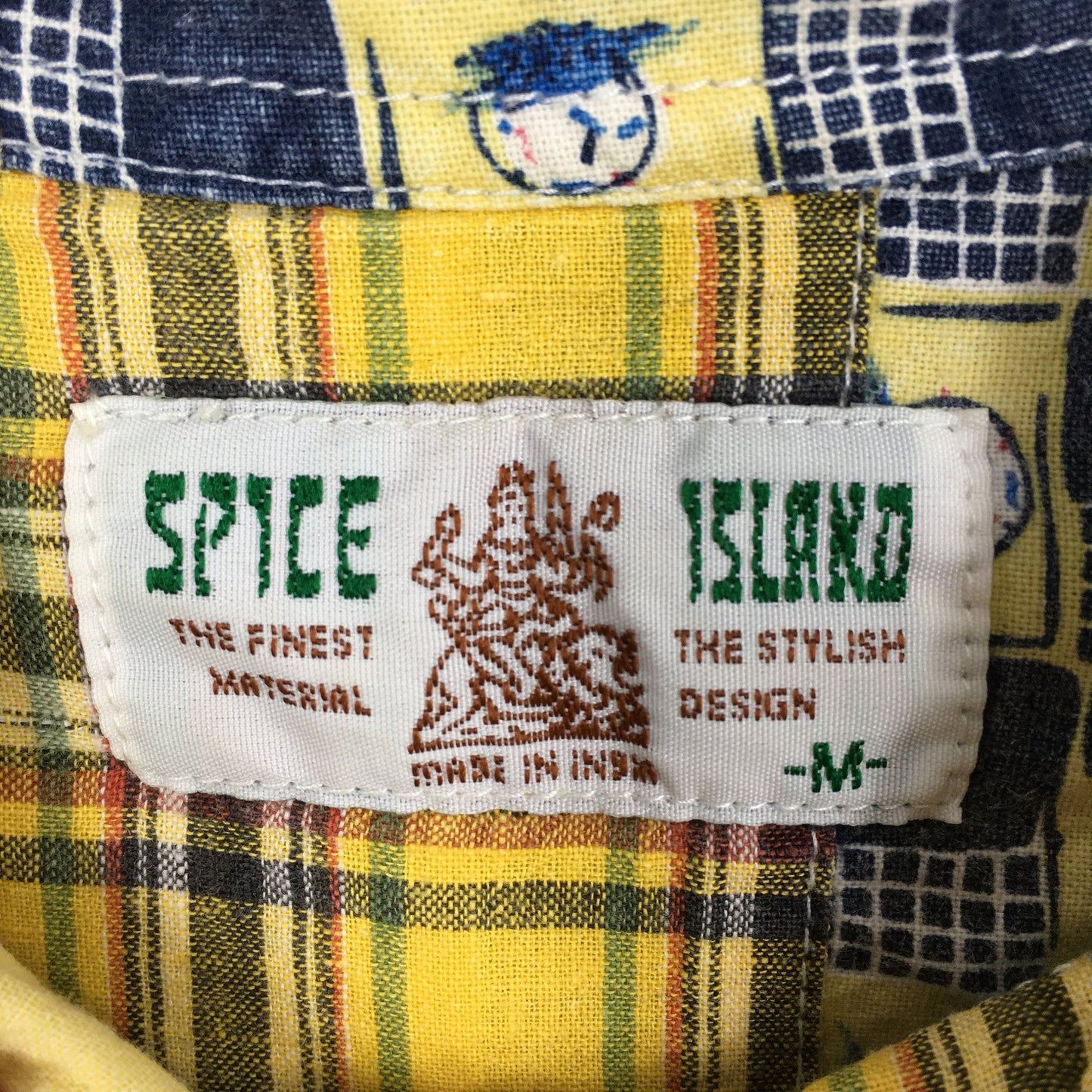 Spice Island Patchwork Yellow Checkered Flannel Shirt Medium