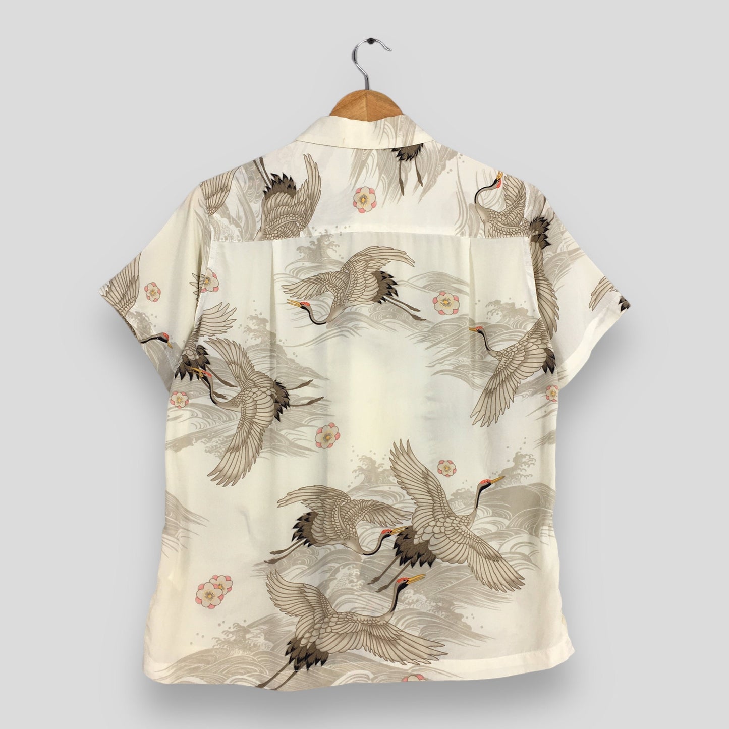 Hawaiian Japanese Phoenix Bird Rayon Shirt Small