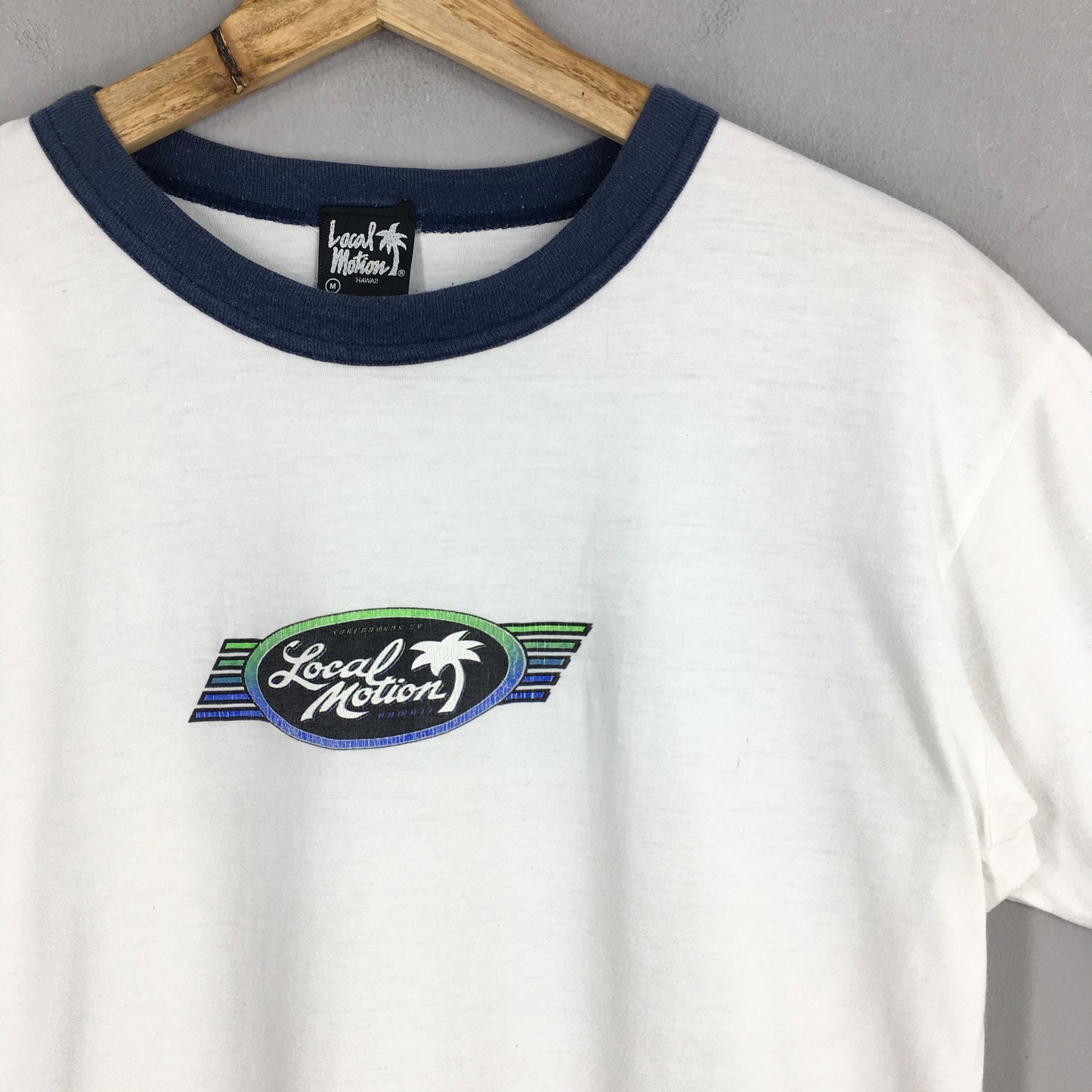 Local Motion Hawaii Surf White Ringer T shirt Medium