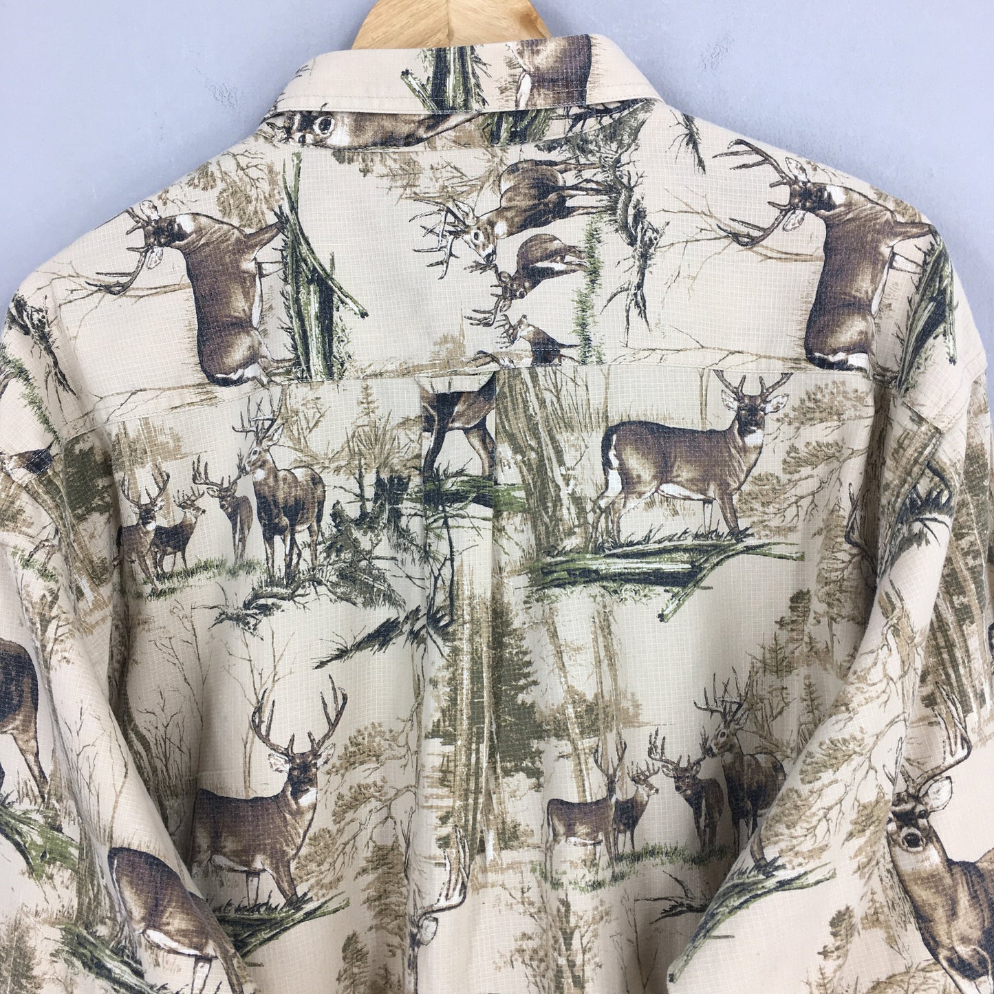 Red Head Deer Prints Rustic Button Up XLarge