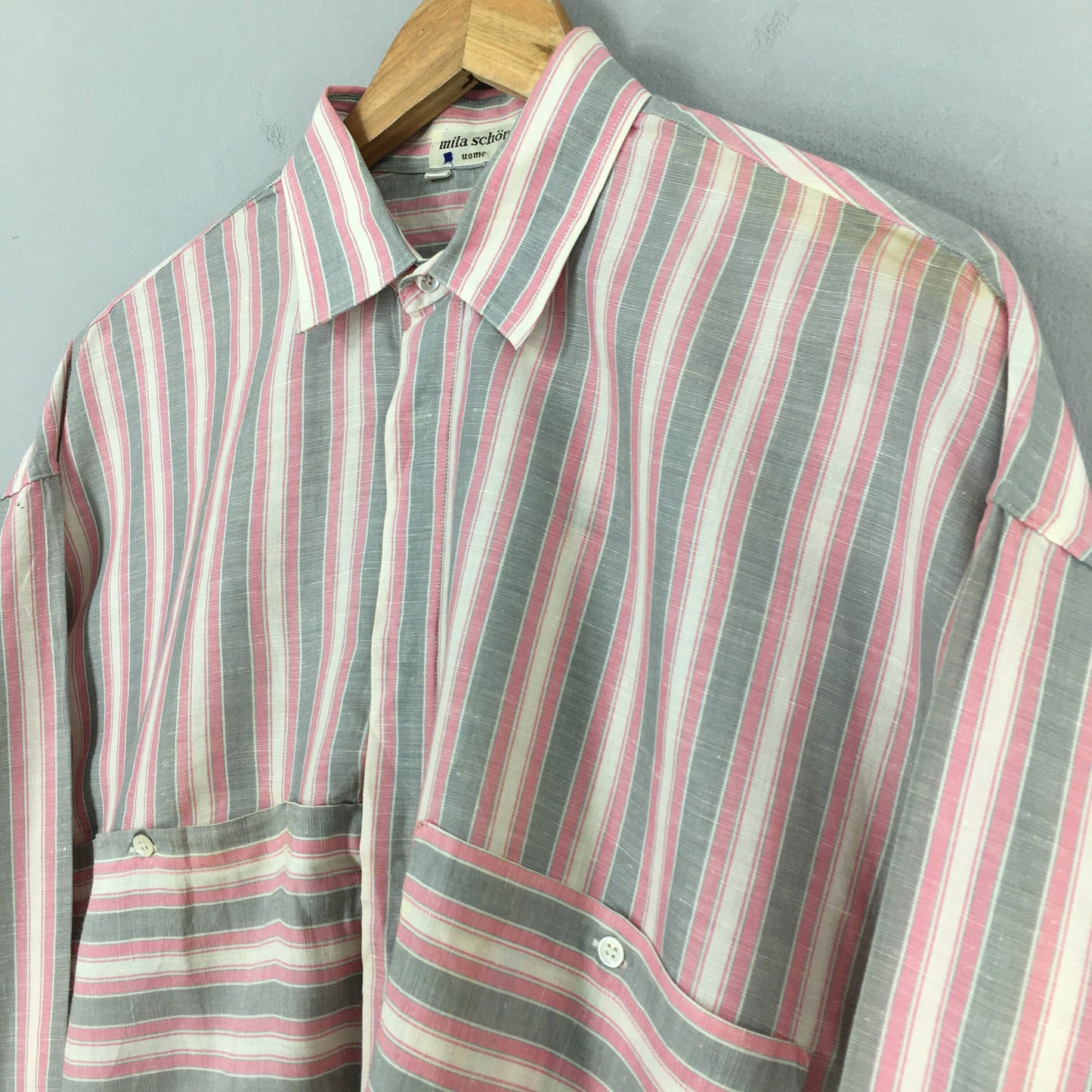 Mila Schon Stripes Flannel Linen Shirt Medium