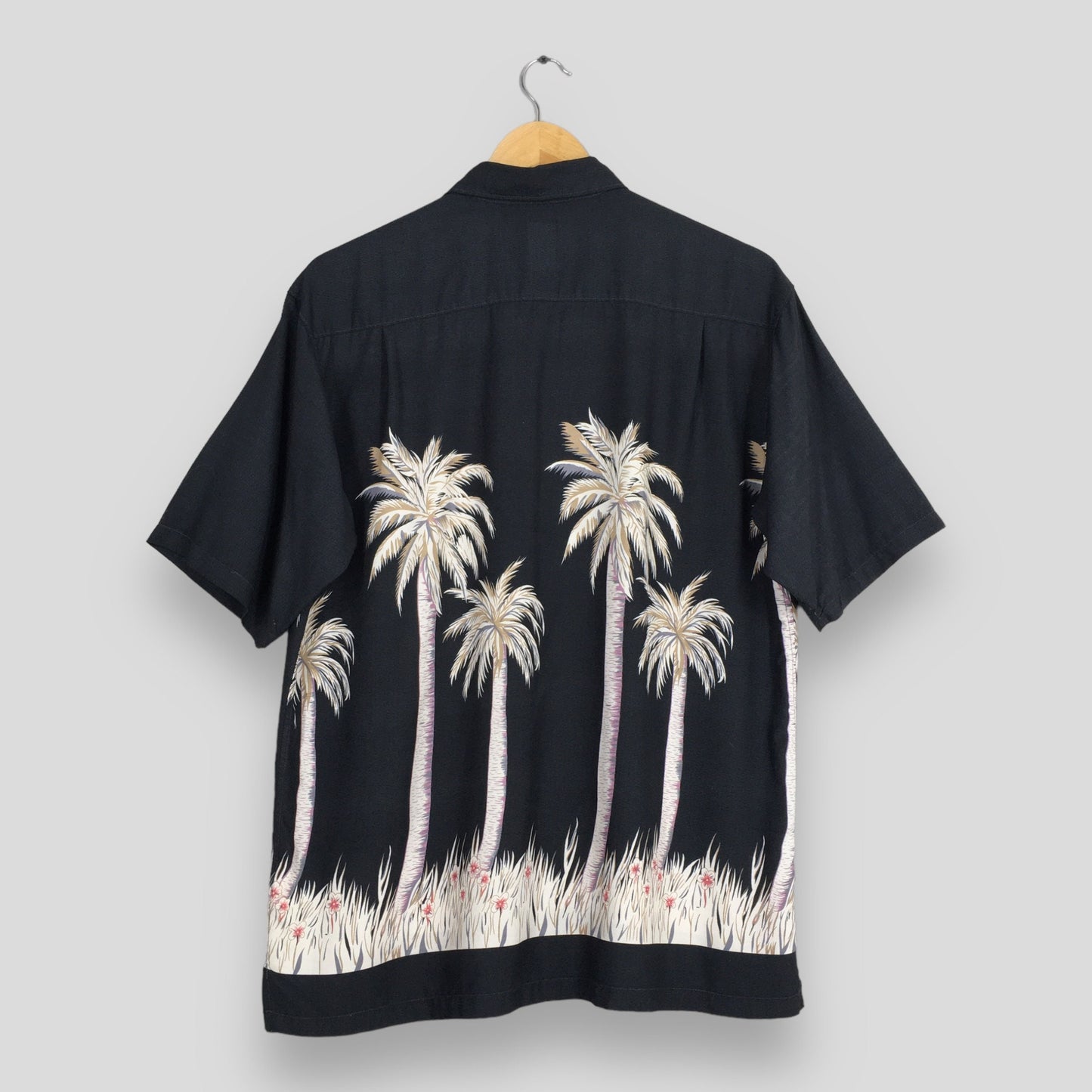 Hawaiian Coconut Tree Beach View Shirt Poleyster Large