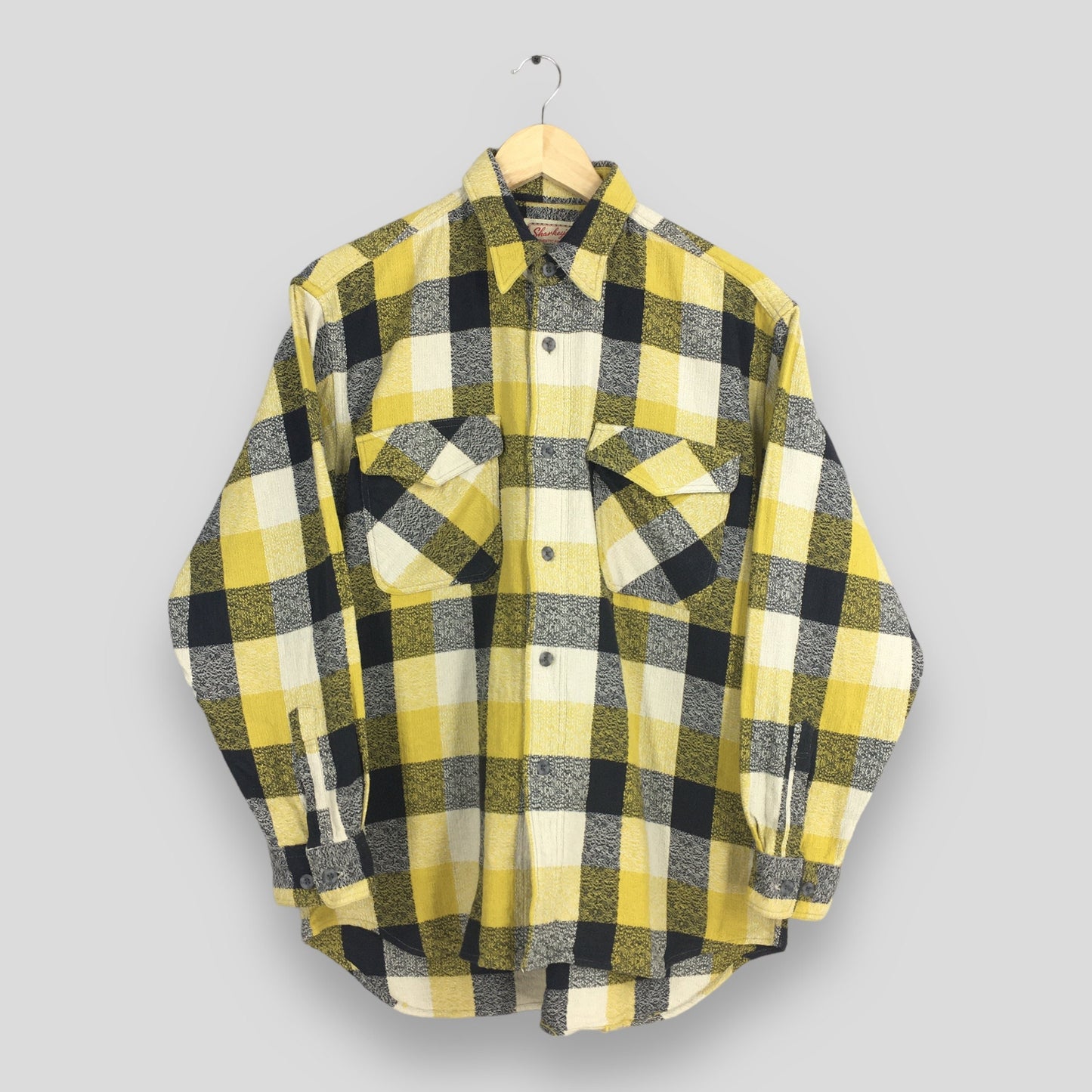 Plaid Shadow Yellow Flannel Shirt Medium