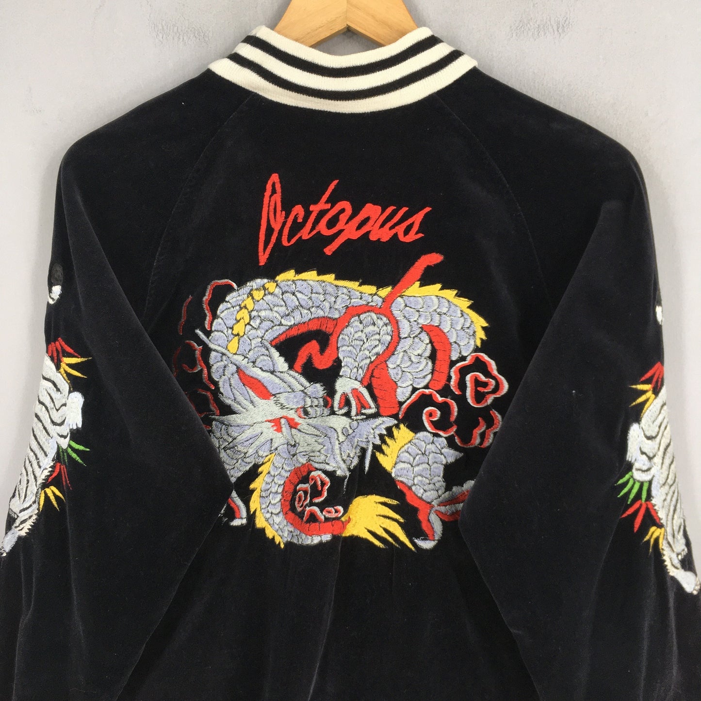 Vintage Sukajan Dragon Velvet Bomber Jacket Medium