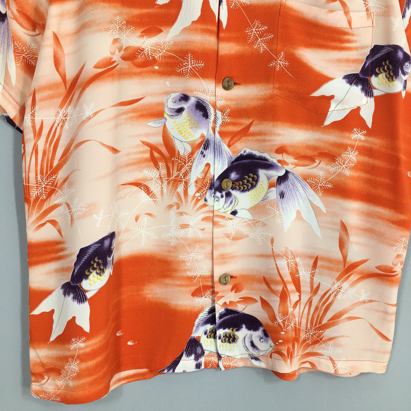 Sun Surf Toyo Aloha Koi Fish Rayon Shirt Medium