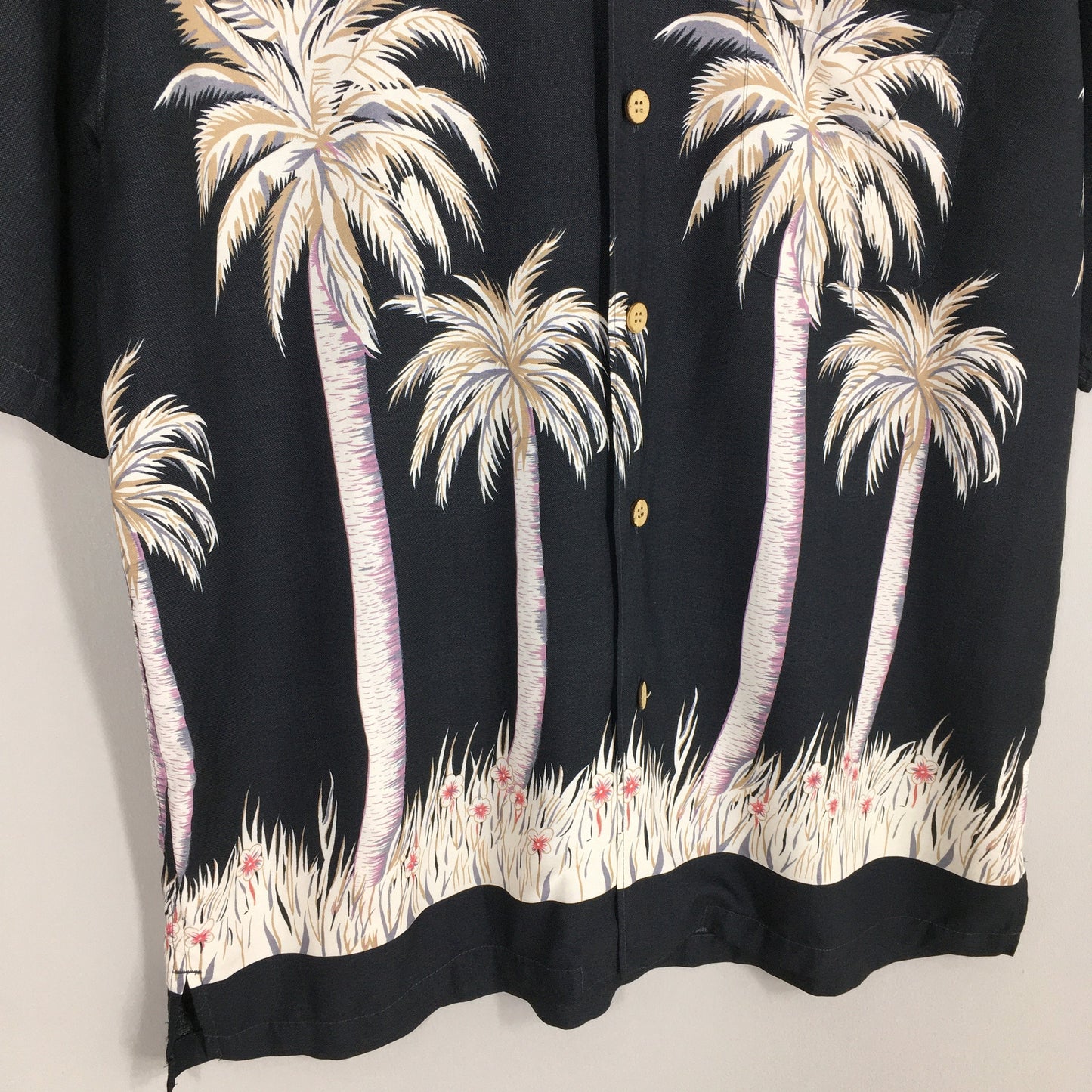 Hawaiian Coconut Tree Beach View Shirt Poleyster Large