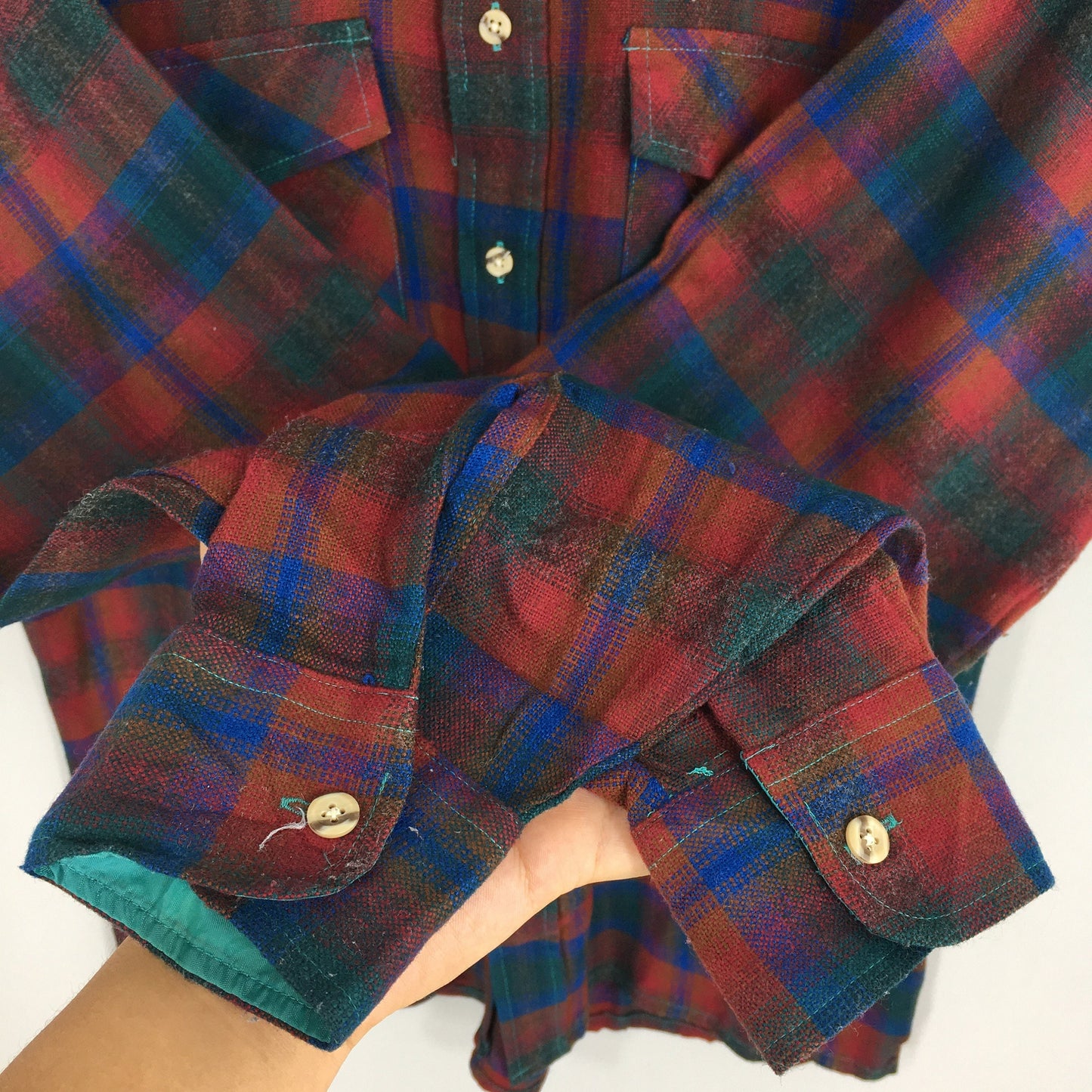 Van Heusen Plaid Shadow Red Flannel Shirt Medium