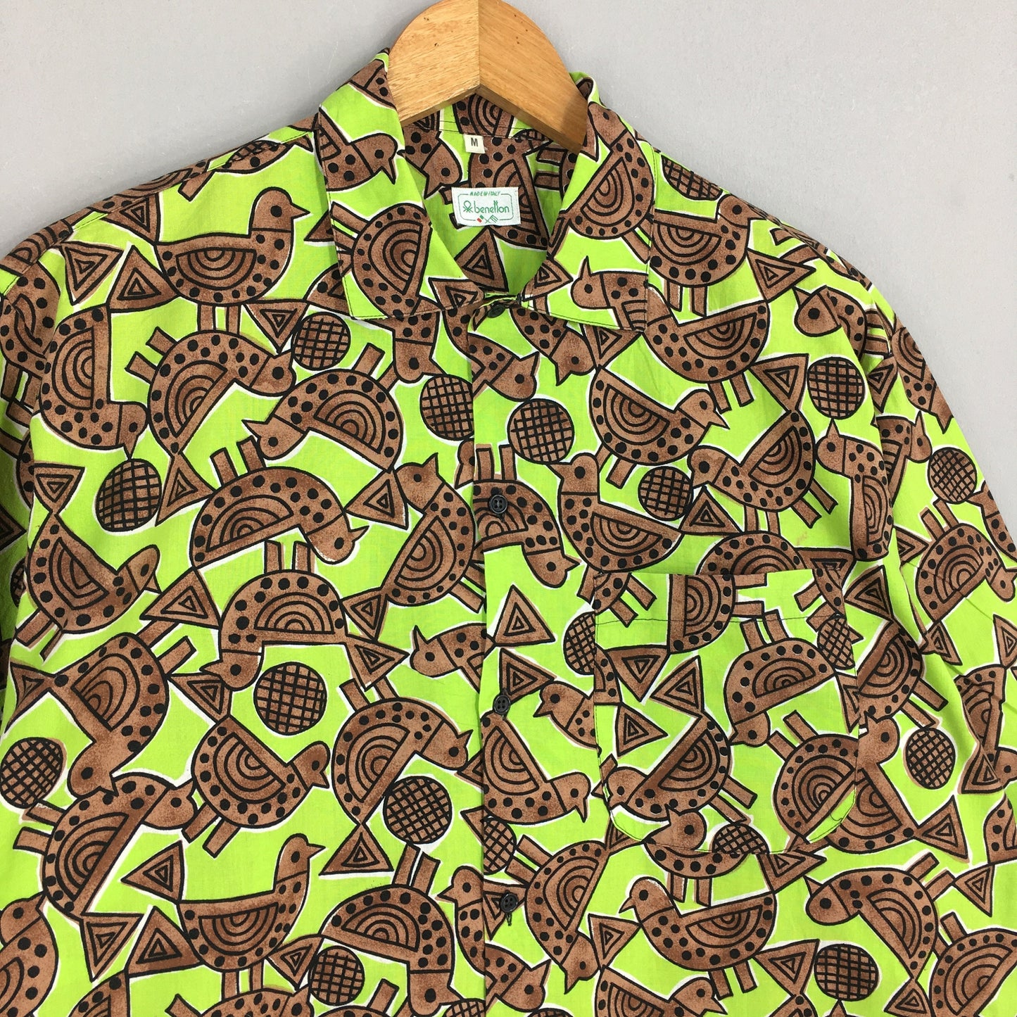 Benetton Pop Art Abstract Shirt Buttondown Medium