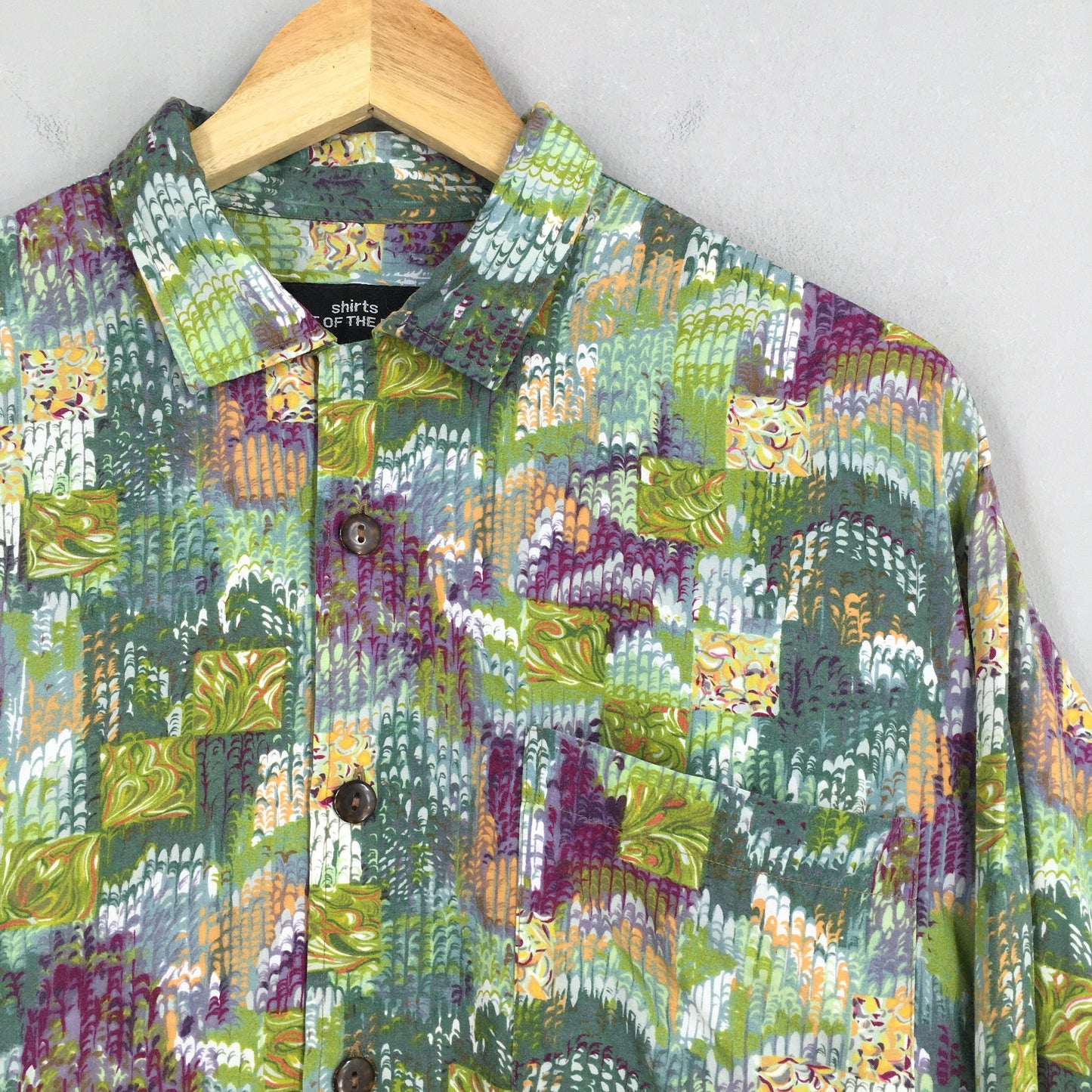 Patchwork Abstract Funky Rayon Shirt XLarge