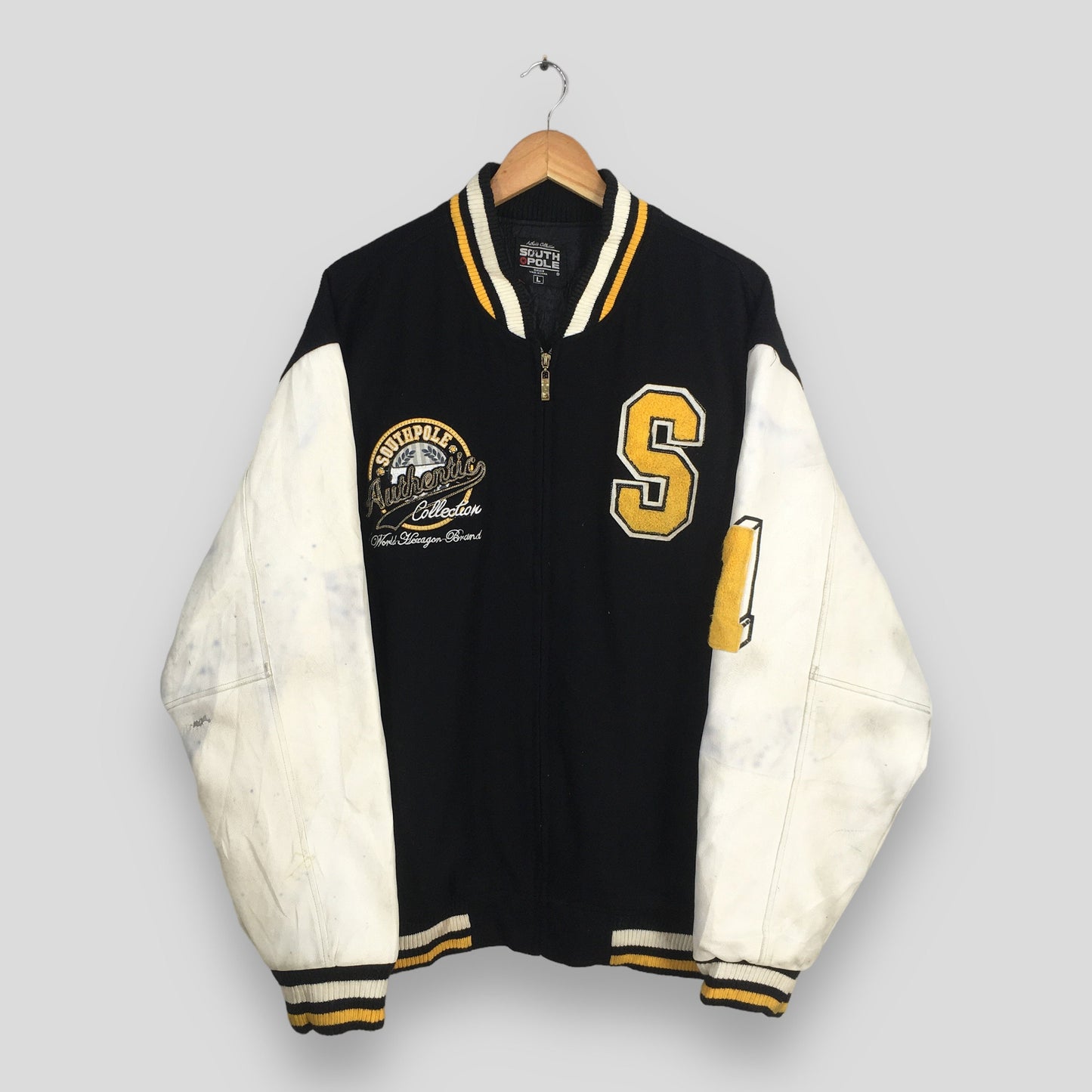 South Pole Varsity Leather Jacket Large