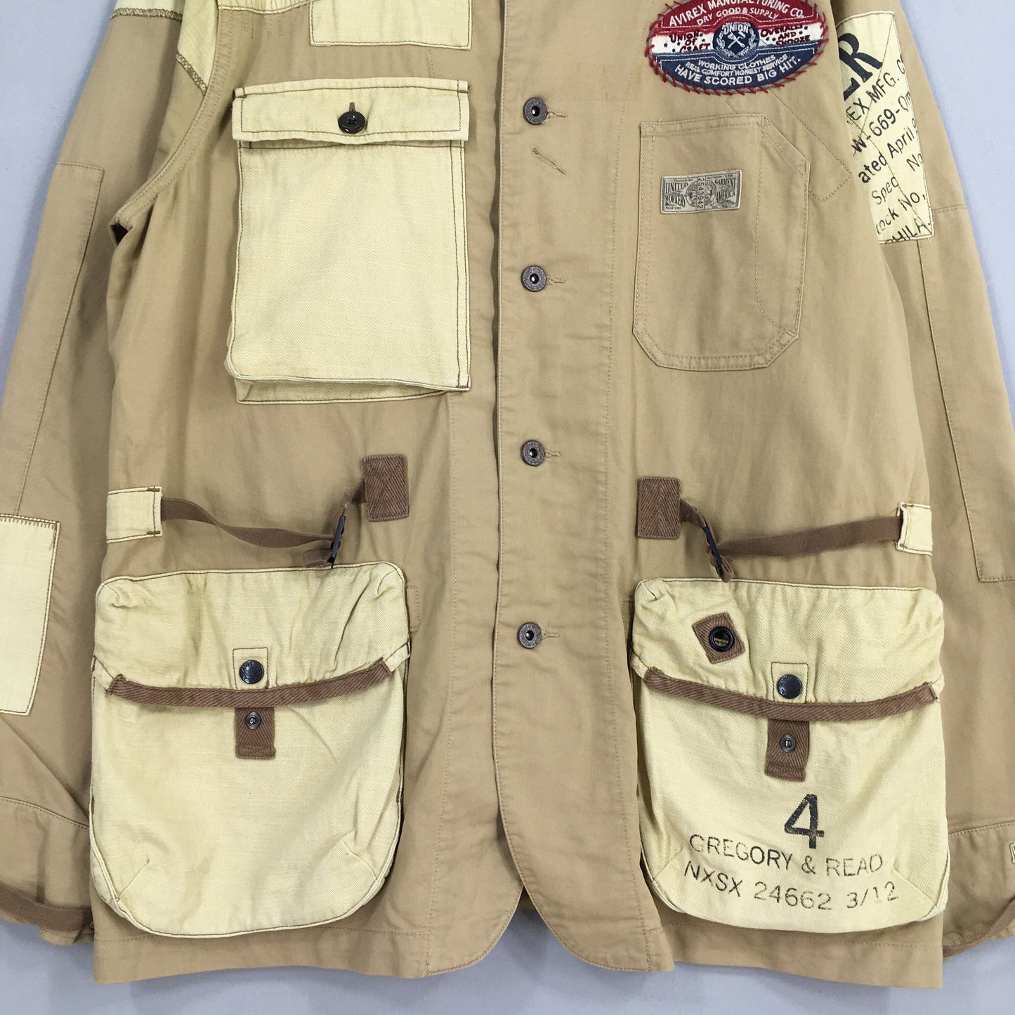 Avirex Usa Beige Tactical Utility Jacket XLarge