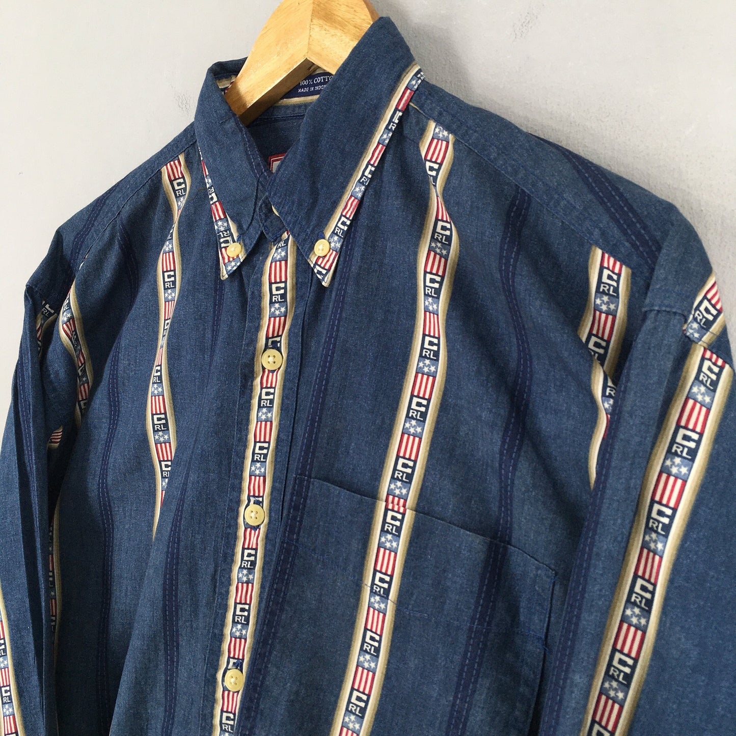 Chaps Ralph Lauren Striped Denim Shirt Small