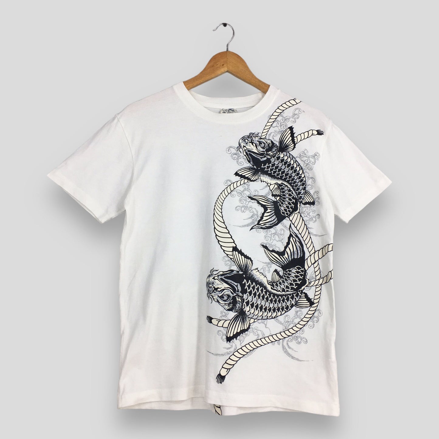 Fish Koi Japanese Sukajan White T shirt Small