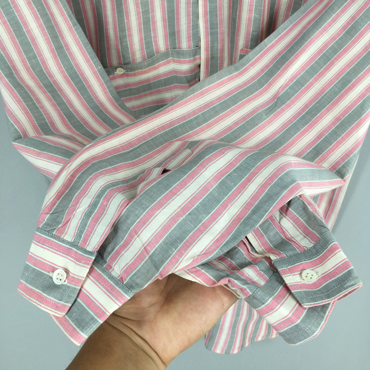 Mila Schon Stripes Flannel Linen Shirt Medium