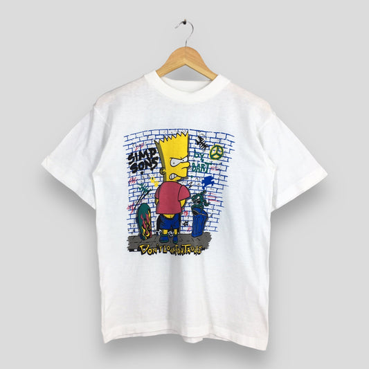 Bart Simpson Cartoon White T shirt Medium