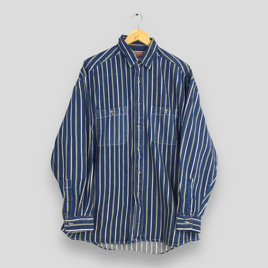 Tommy Cort Denim Pin Striped Shirt Men Large