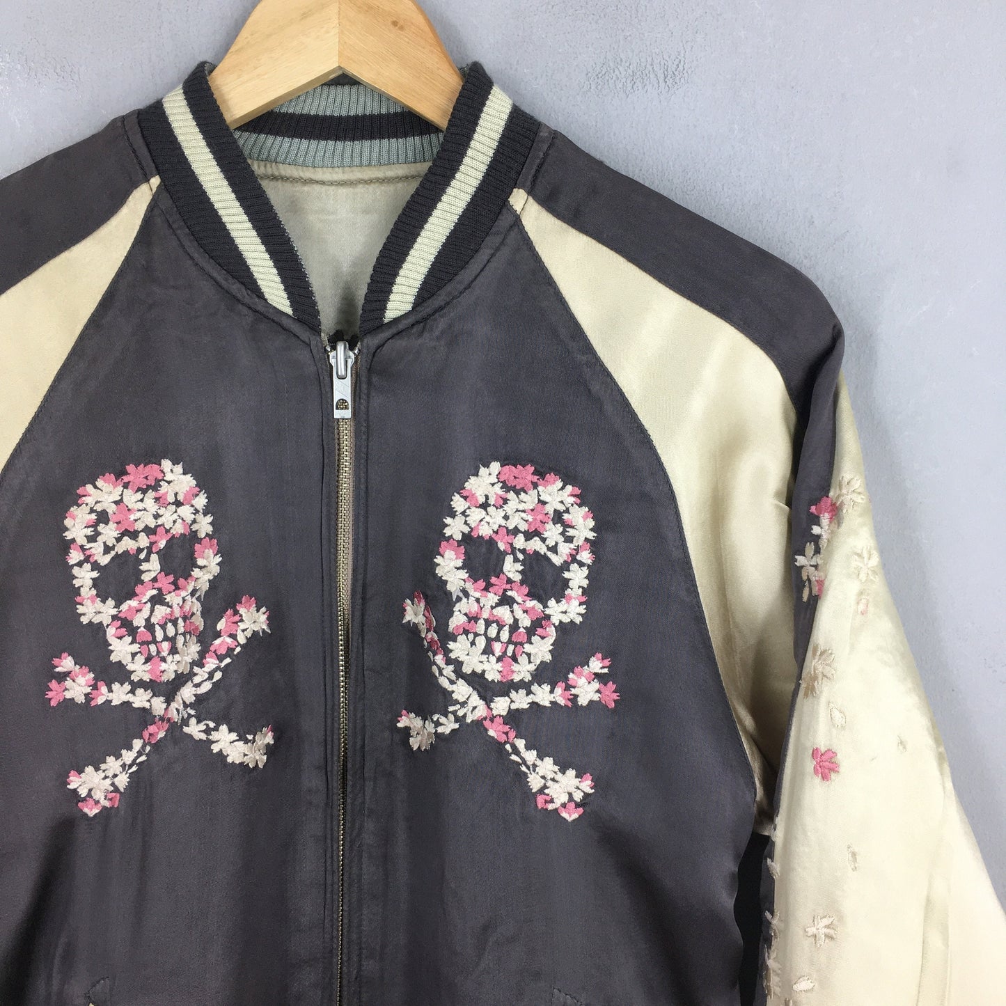 Japanese Classics Script Skull Sukajan Reversible Jacket Small