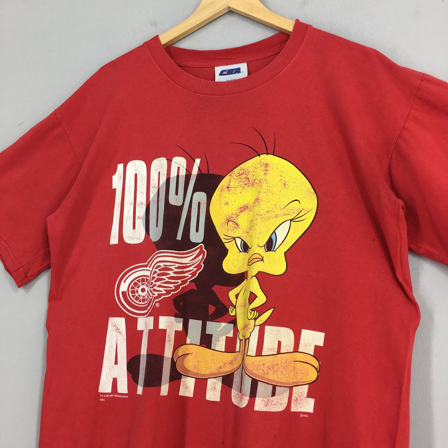 Detroit Red Wings Tweety Nhl Red T shirt Large