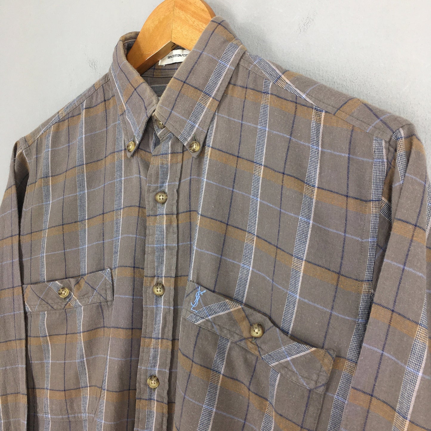 Ysl Yves Saint Laurent Plaid Flannel Shirt Small