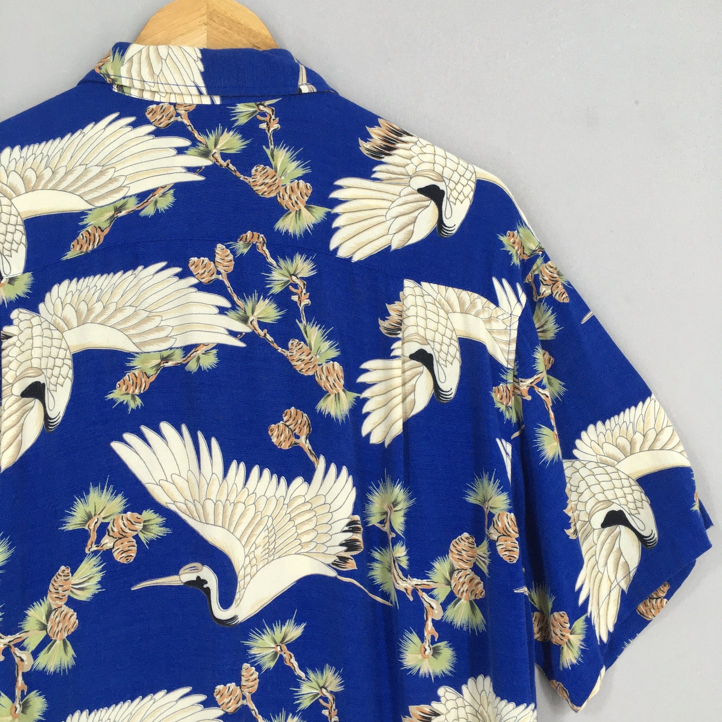 Hawaiian Japanese Sun Surf Phoenix Bird Rayon Shirt Medium