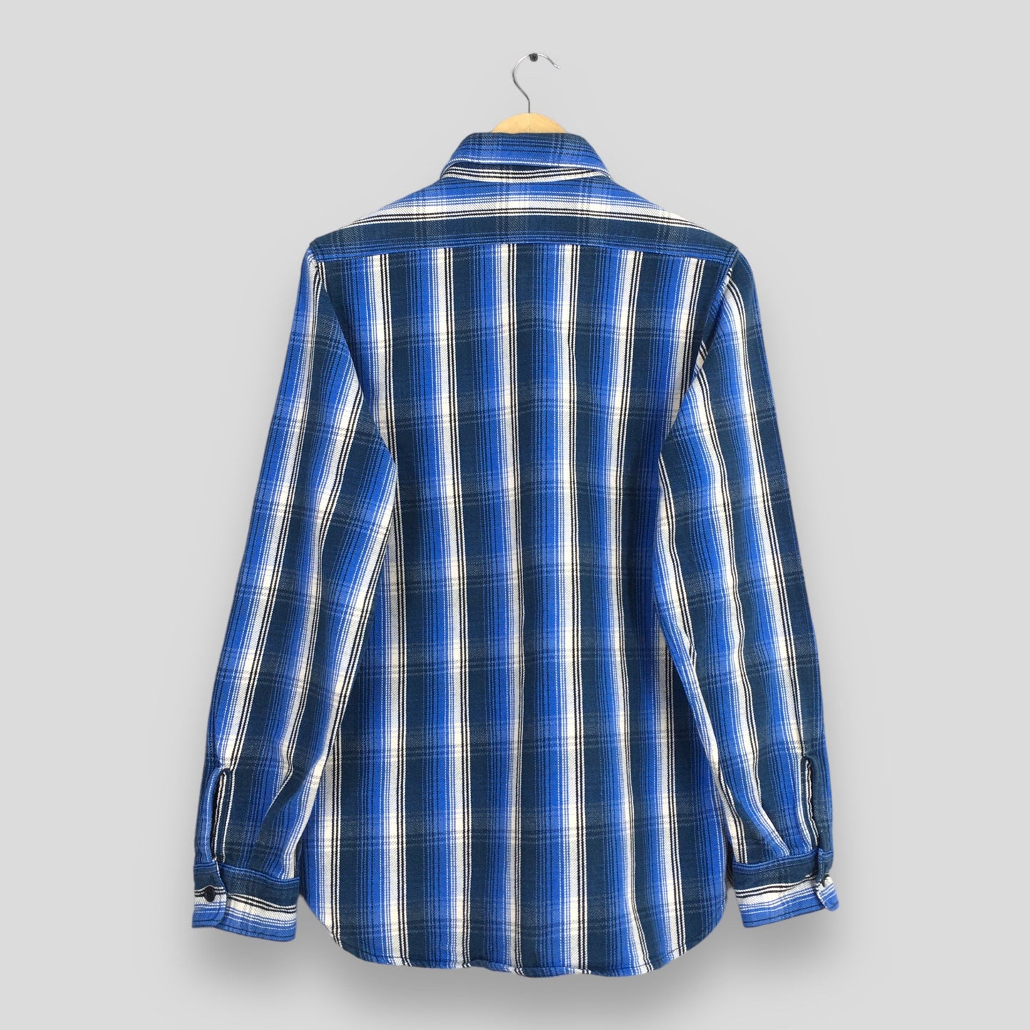 United Arrows Japan Plaid Shadow Check Blue Flannel Large