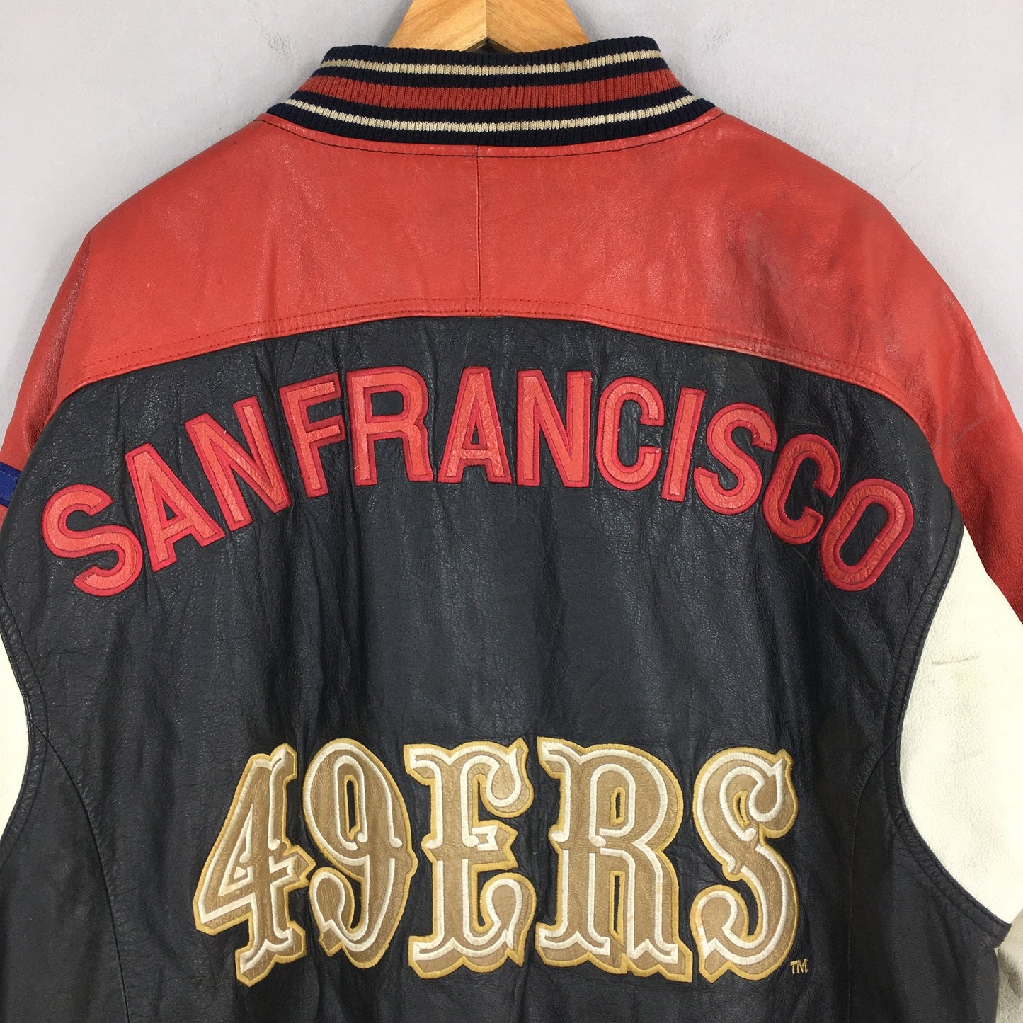 San Francisco 49ERS Gold Bomber Leather Jacket Large