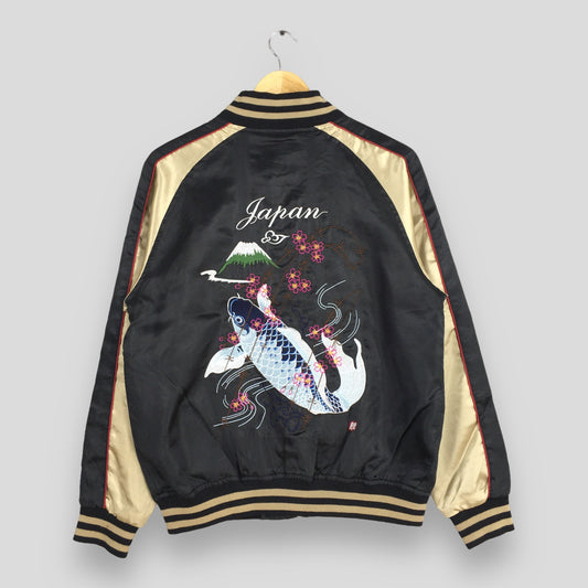 Sukajan Japan Fish Koi Jacket Black Medium