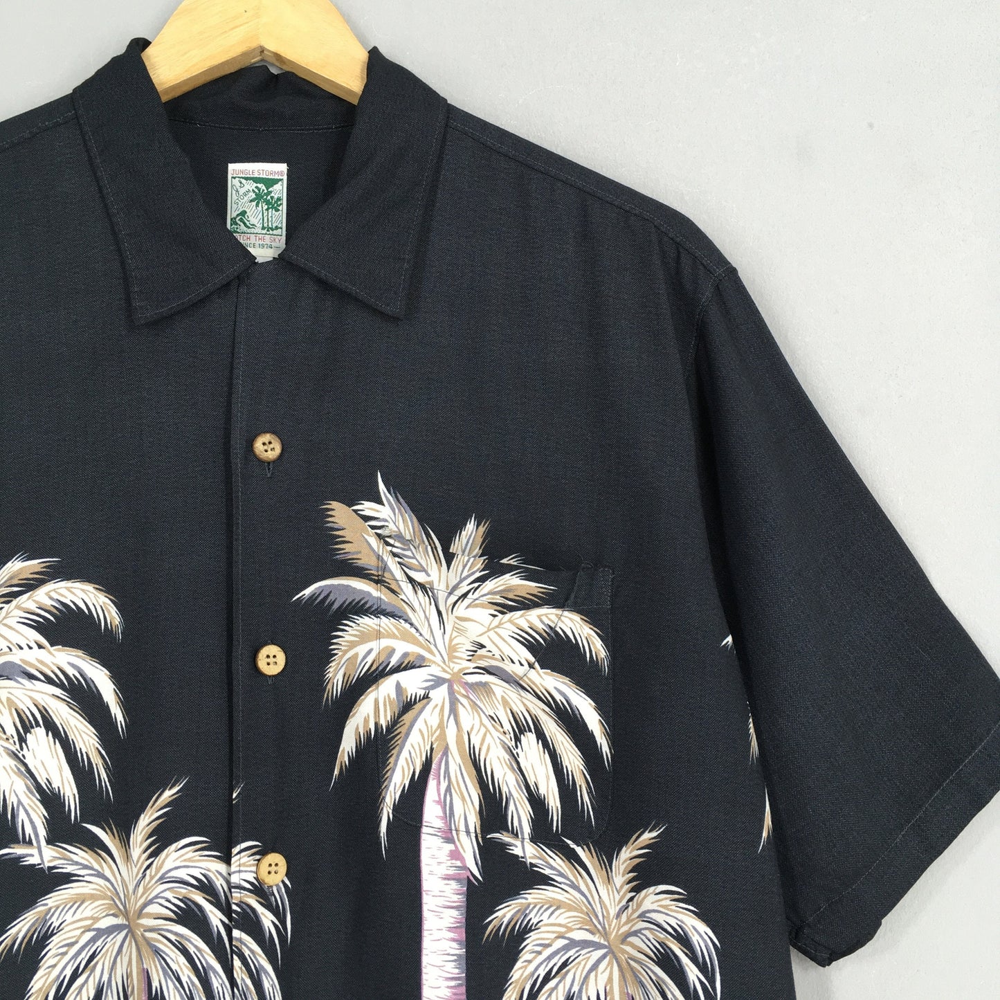 Hawaiian Coconut Tree Beach View Shirt Poleyster Large