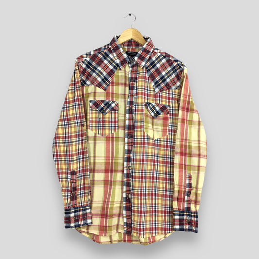 Power To The People Tartan Patchwork Checkered Flannel Shirt Large