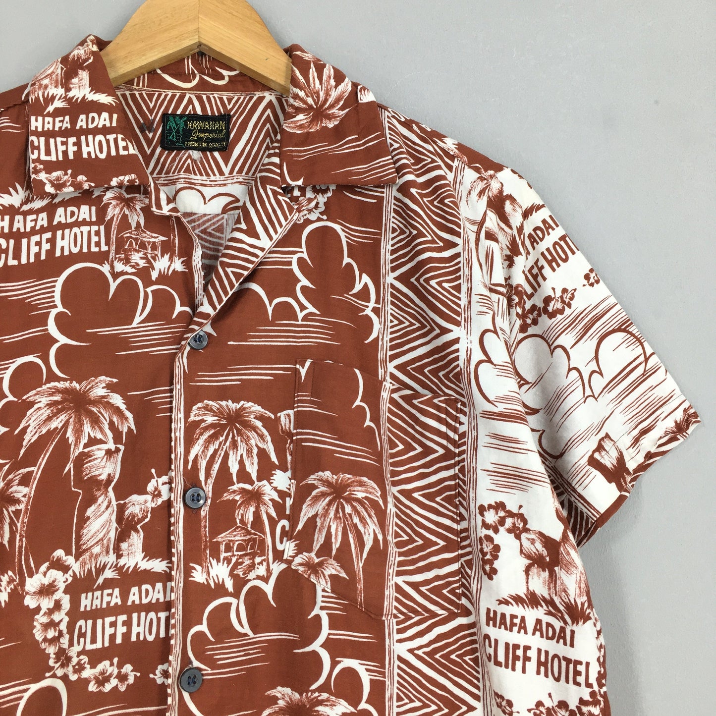 Vintage Hawaii Aloha Brown Shirts Medium