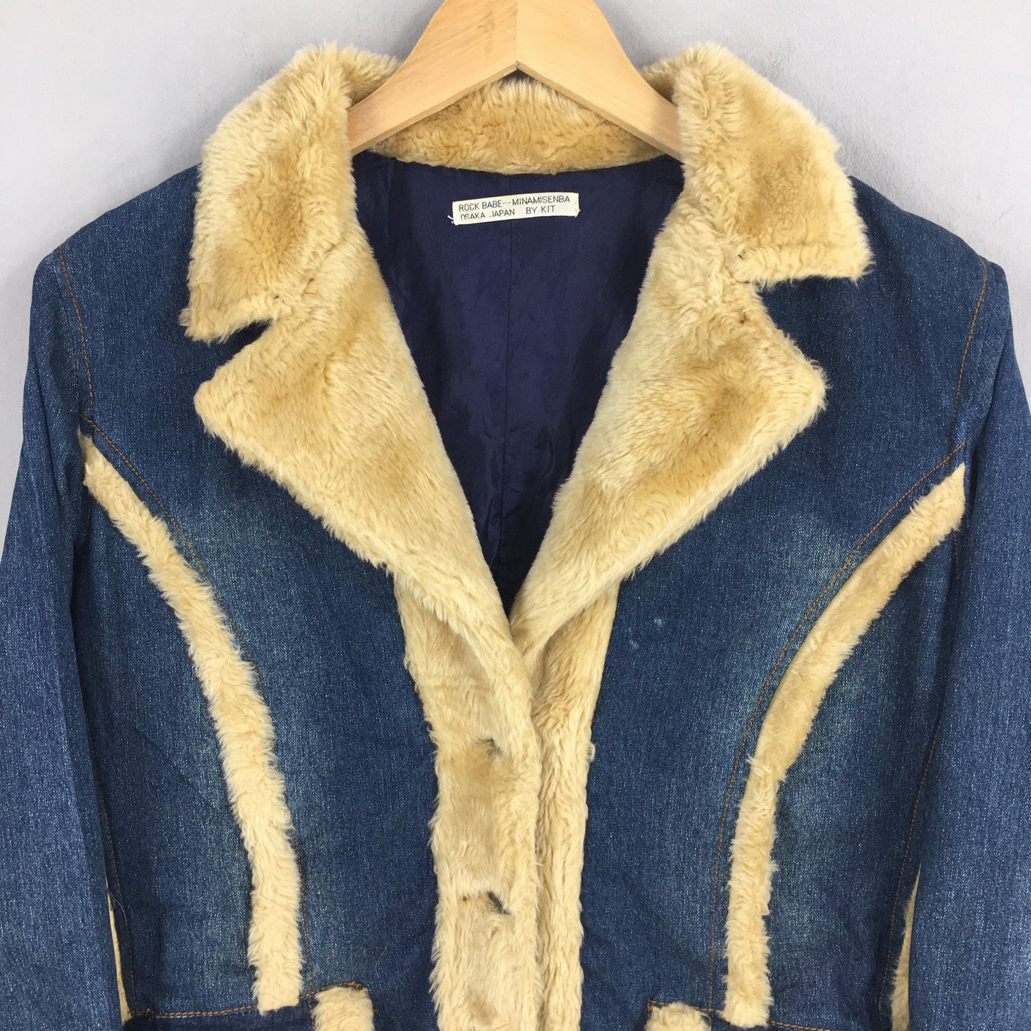 Rock Babe Japan Denim Long Coat Fux Fur Medium