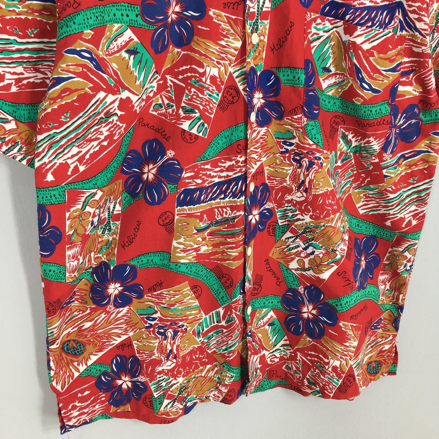 Kearney House Hawaiian Hibiscus Flower Tropical Rayon Shirt Medium