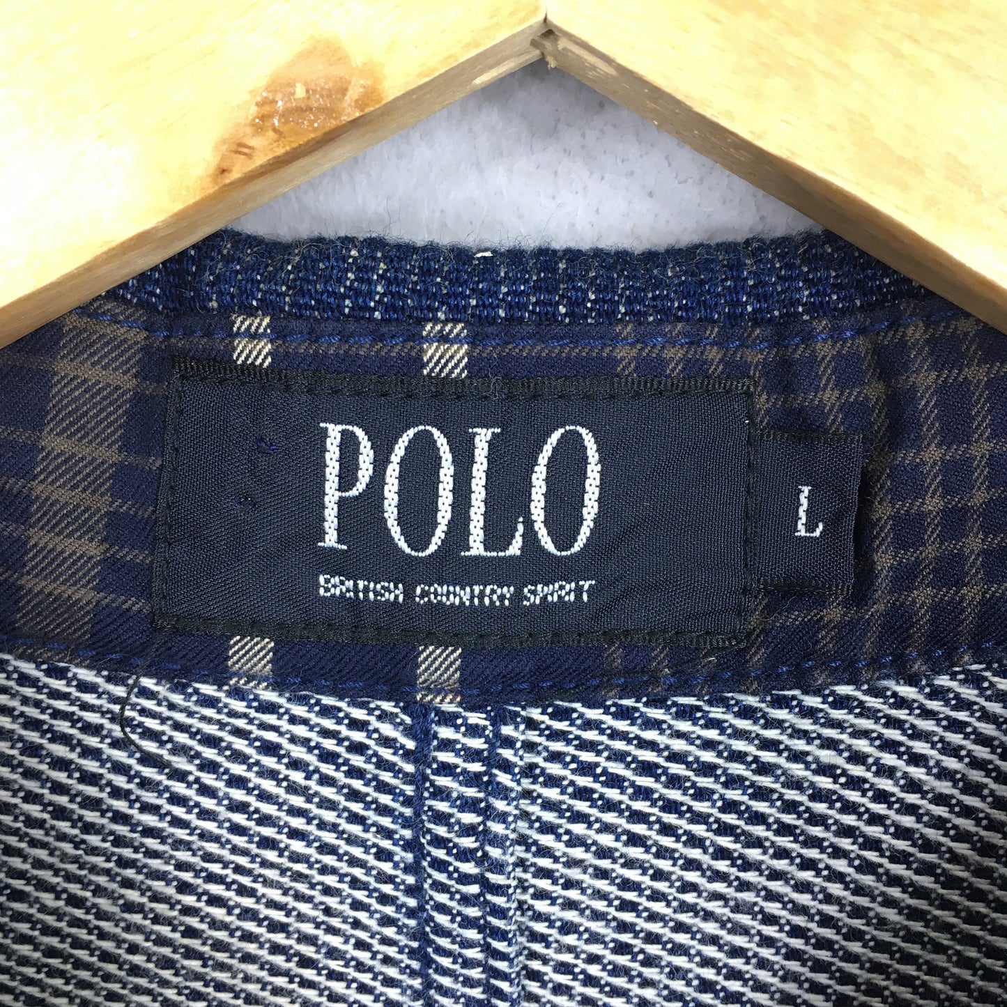 Polo British Blue Stripes Workwear Casual Jacket Denim Large