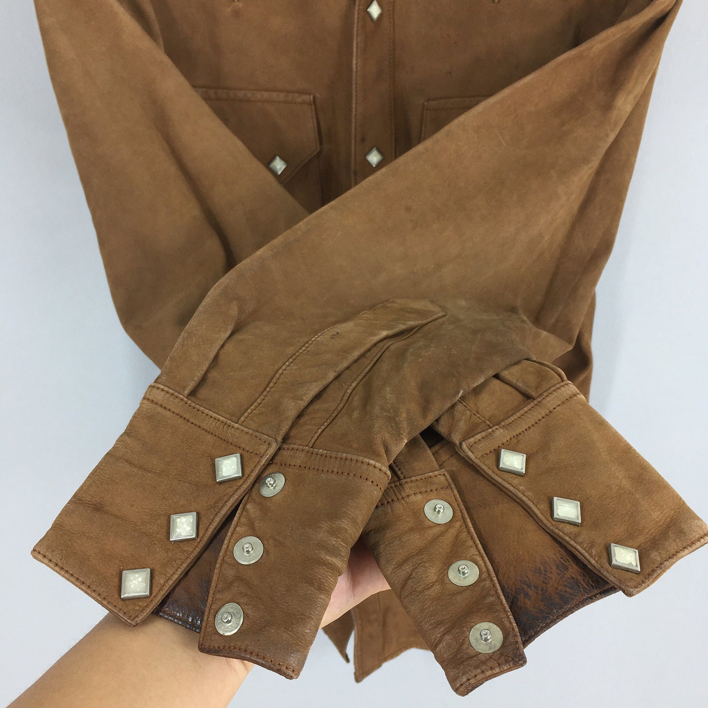 Sugar Cane Motorcycle Brown Suede Leather Shirt Medium