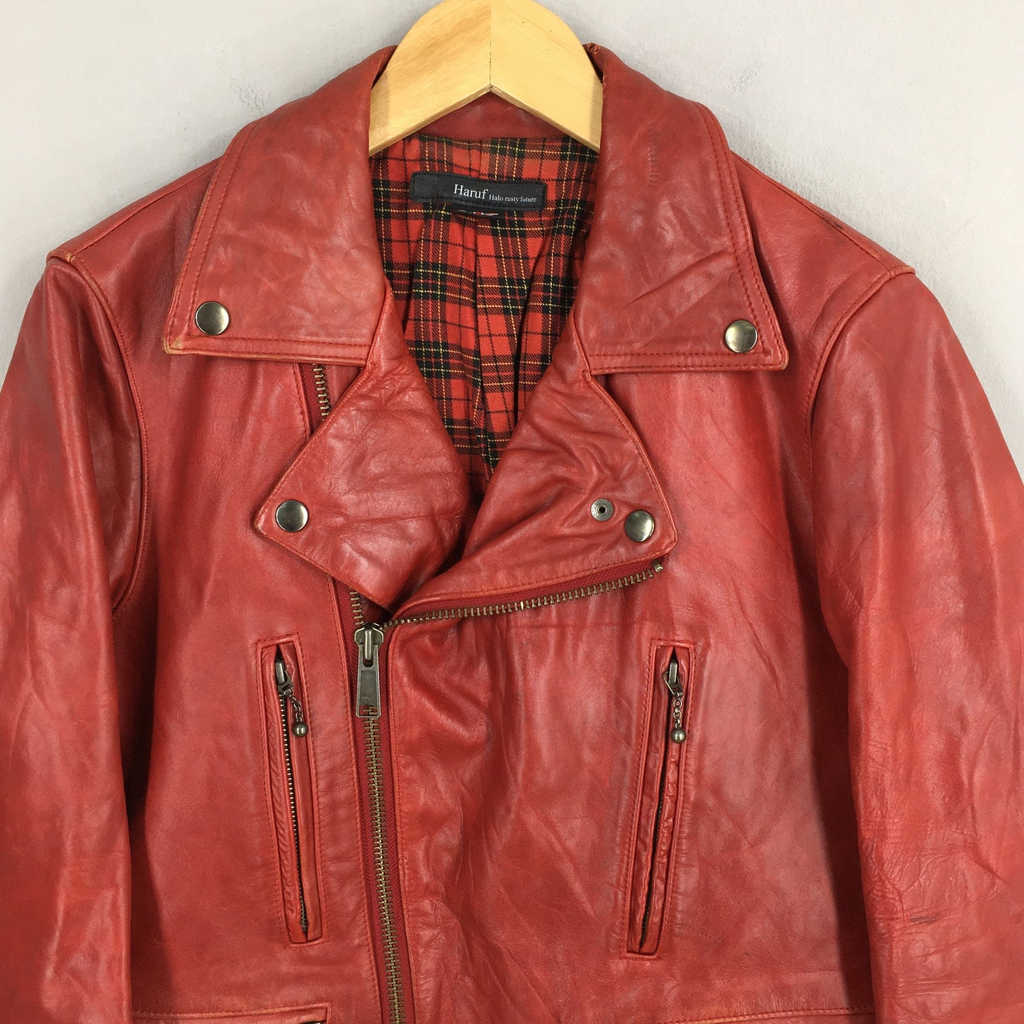 Haruf Double Collar Punk Leather Jacket Medium