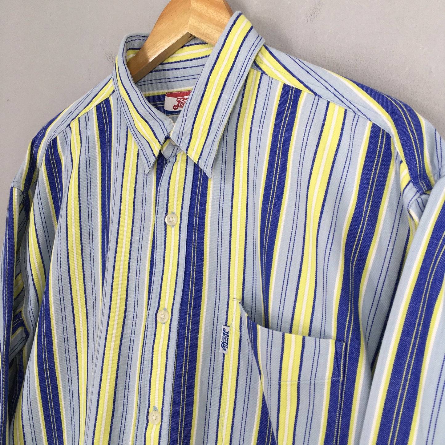 Pepsi Cola Multicolor Stripes Flannel Shirt Large