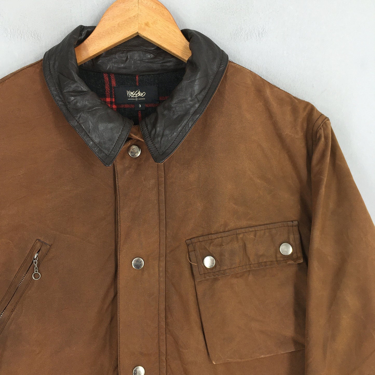 Workwear Wax Leather Cowhide Jacket Large