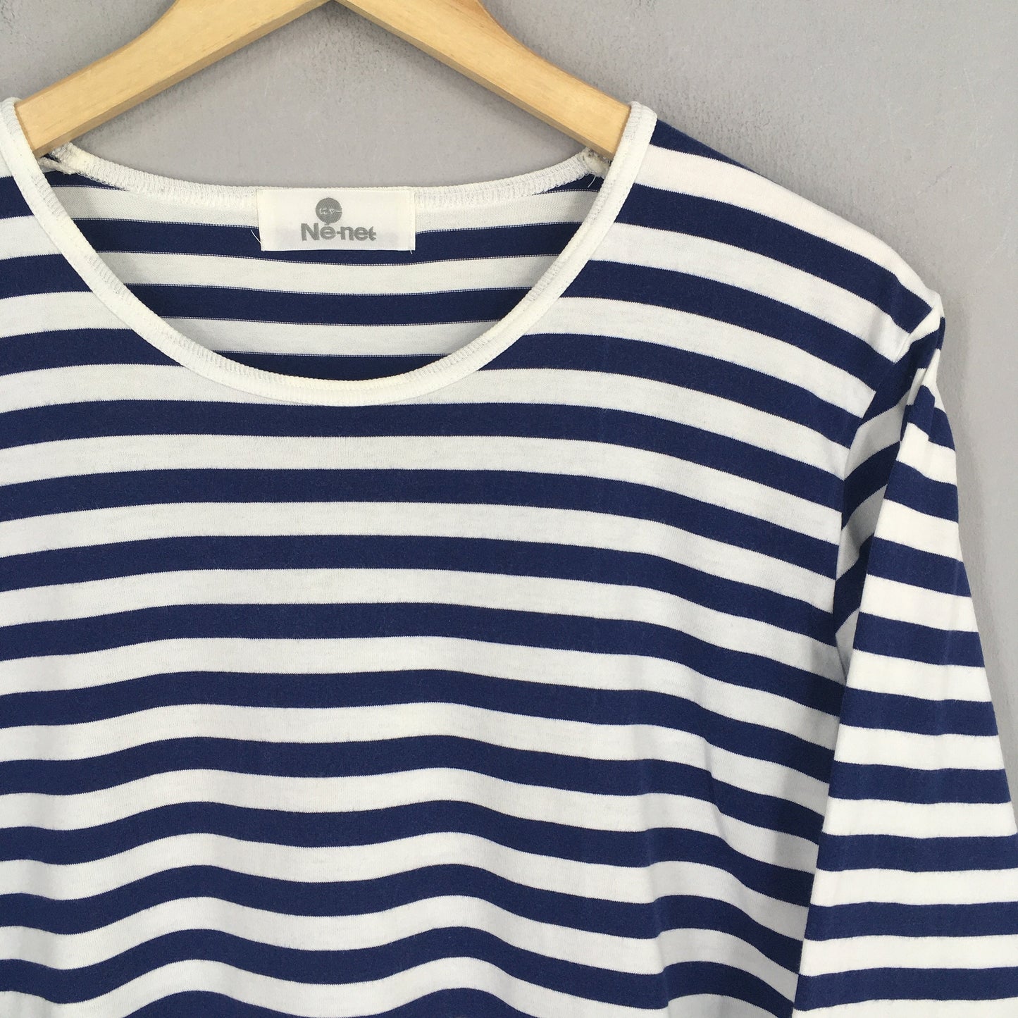 Ne Net Issey Miyake Stripes Blue White Women T shirt Small