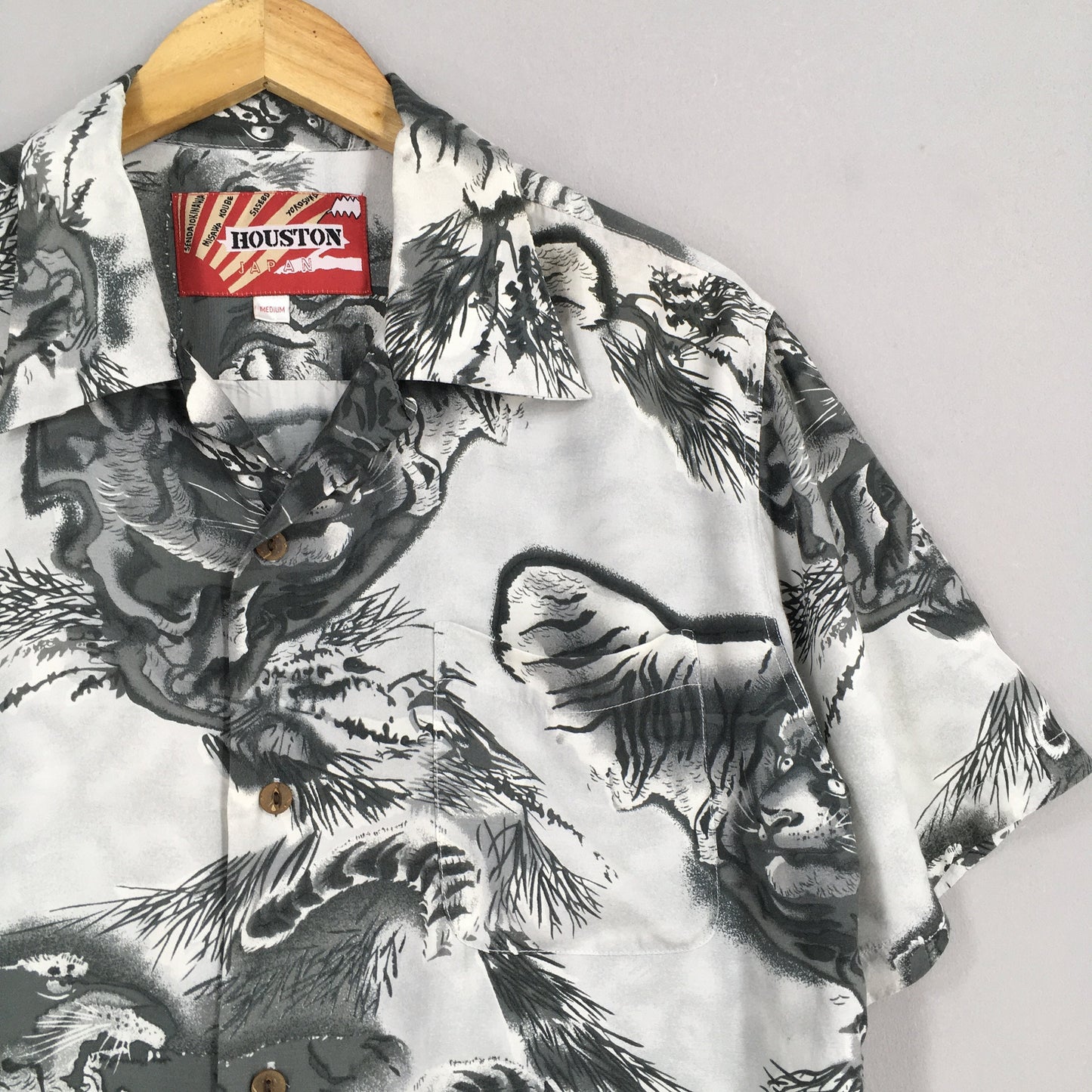 Houston Japan Hawaiian Dragon Shirt Medium