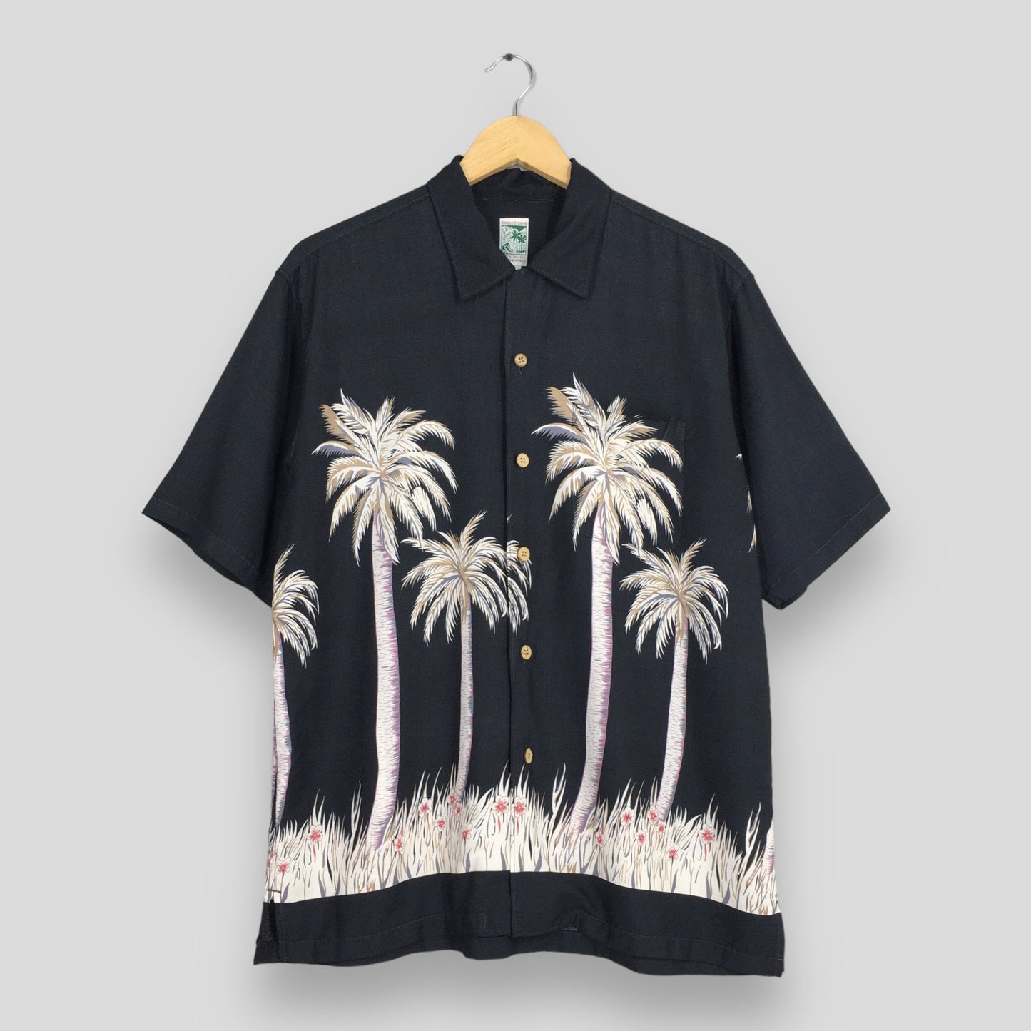 Hawaiian Coconut Tree Beach View Shirt Poleyster Large