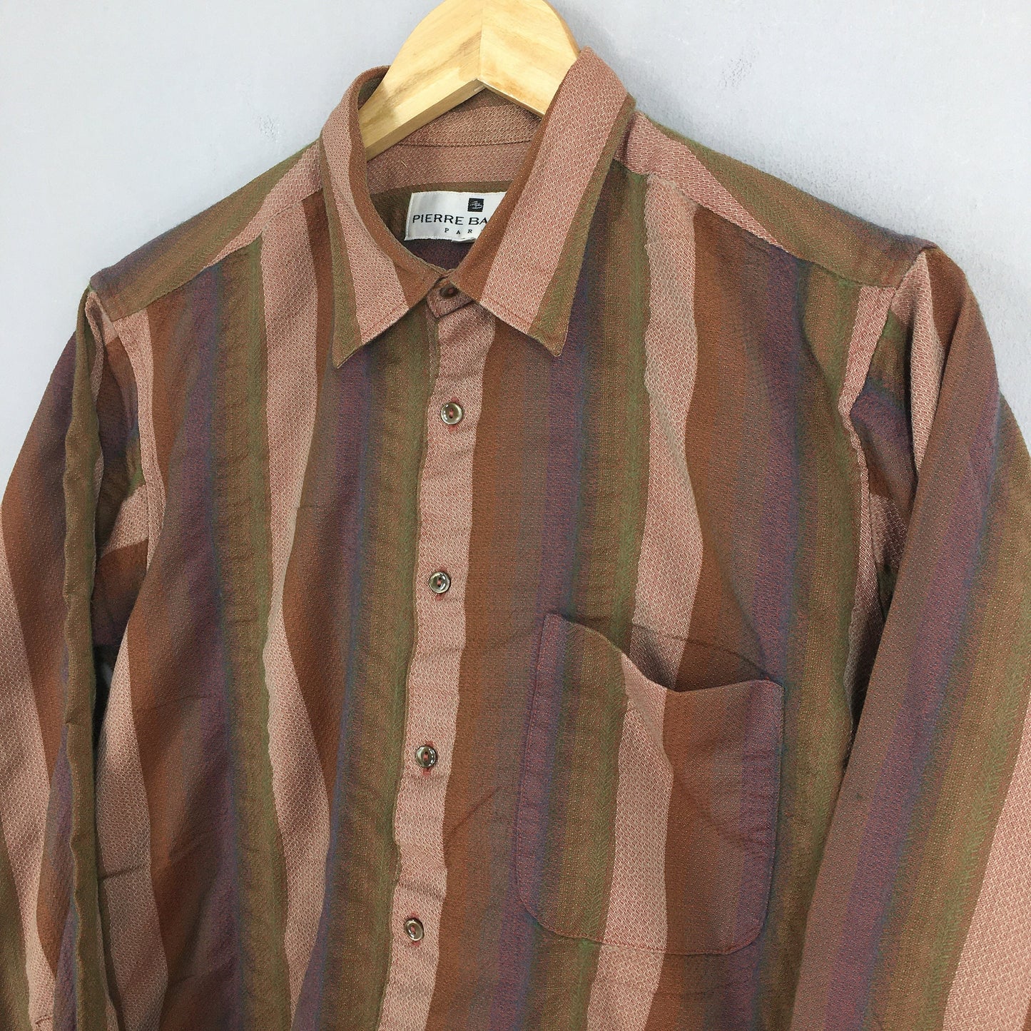 Pierre Balmain Paris Stripes Wool Flannel Shirt Large