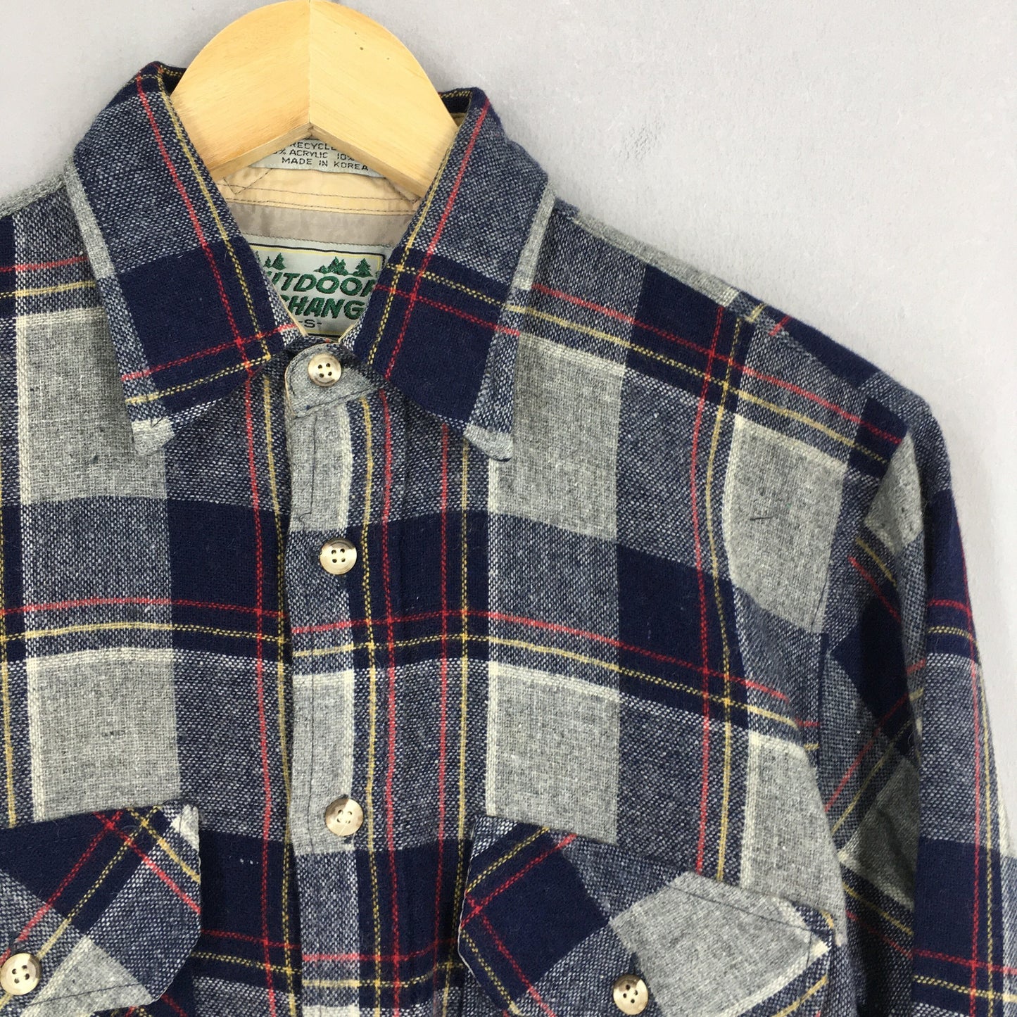 Outdoor Exchange Plaid Shadow Multicolor Wool Flannel Shirt Small