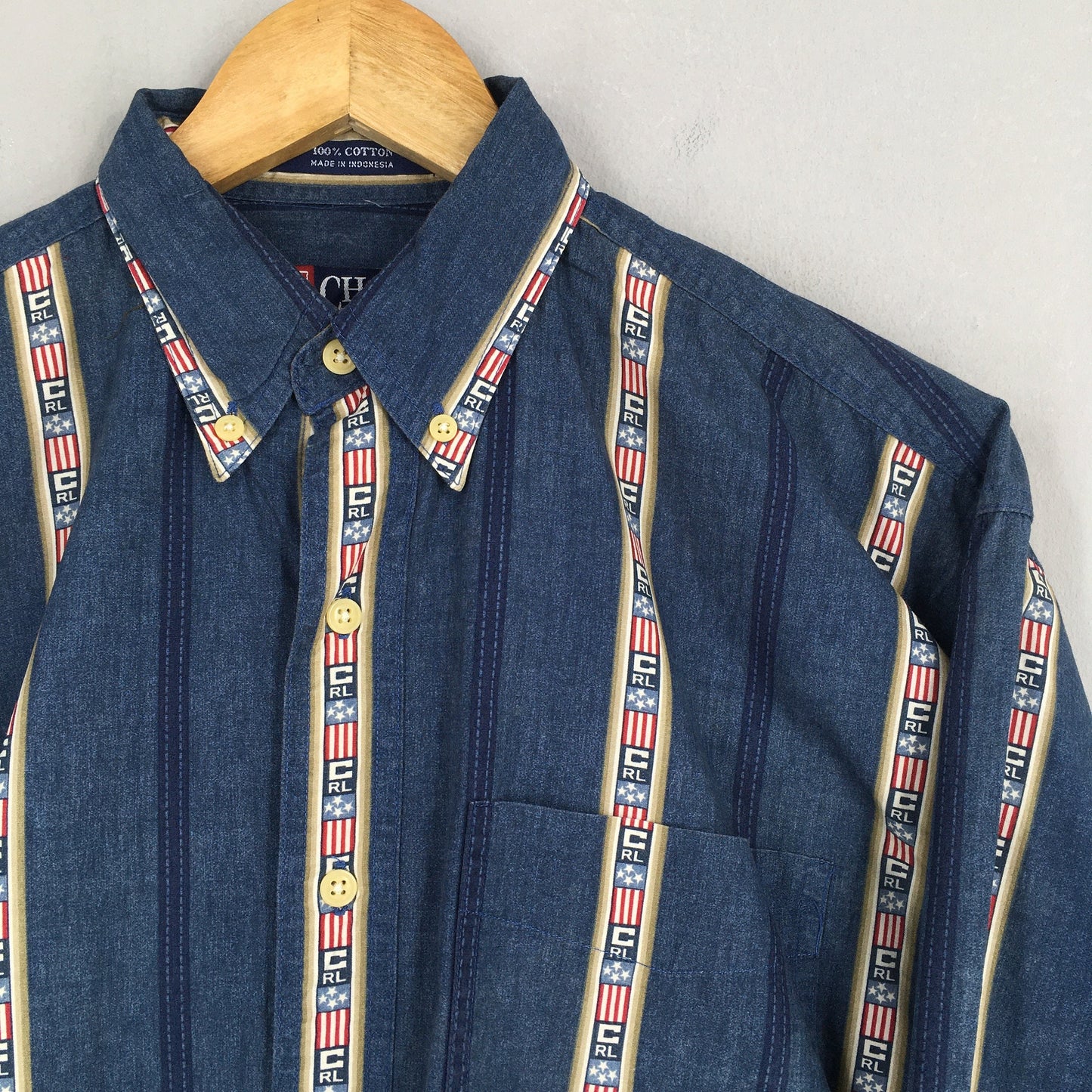 Chaps Ralph Lauren Striped Denim Shirt Small