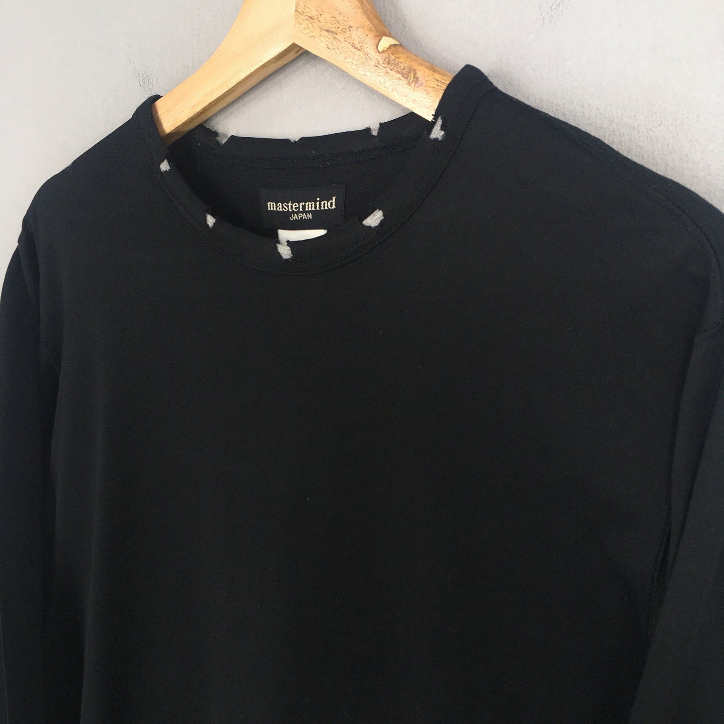 Mastermind Japan Black Distressed Longsleeve T shirt Medium