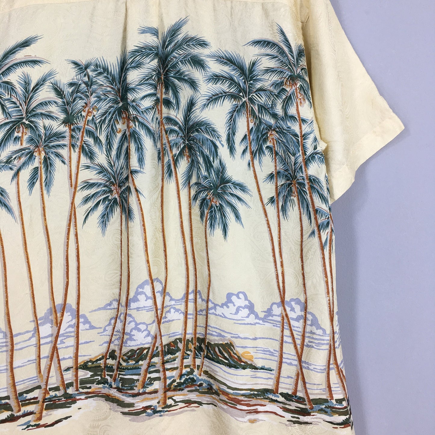 Hawaiian Palm Tree Tropical Silk Shirt Medium